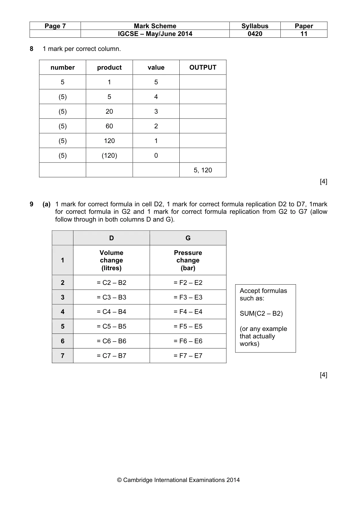 Mark scheme, page 7 of 12