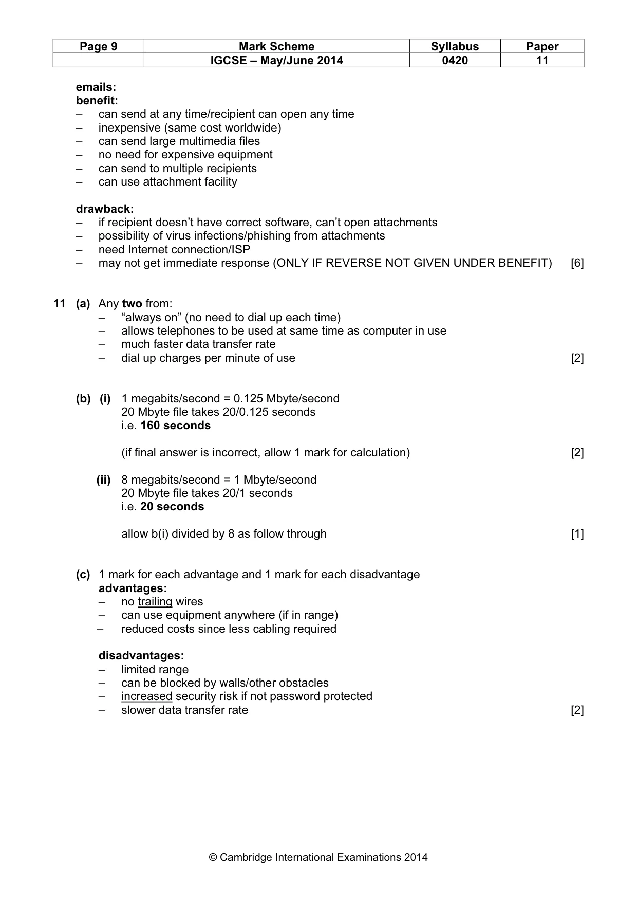 Mark scheme, page 9 of 12