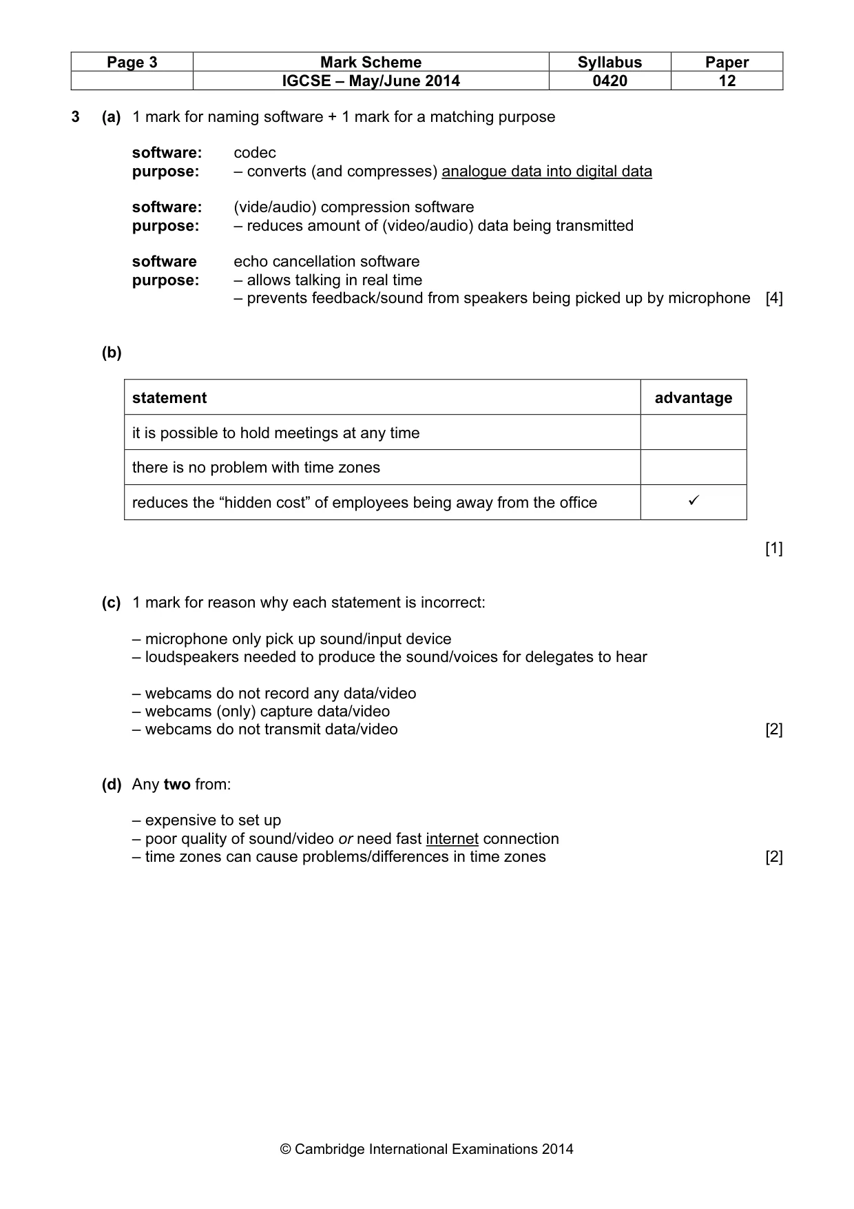 Mark scheme, page 3 of 14