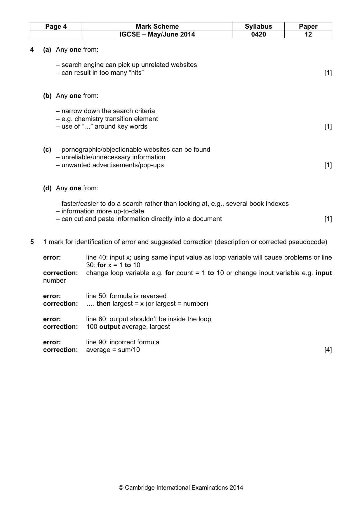 Mark scheme, page 4 of 14