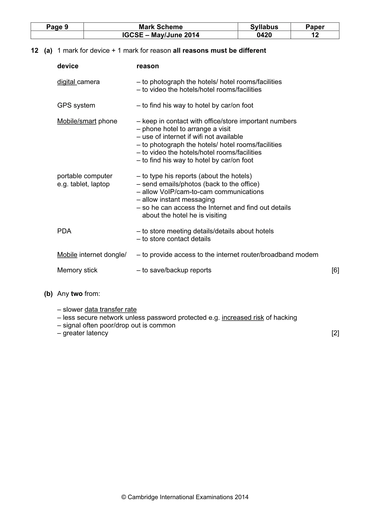 Mark scheme, page 9 of 14