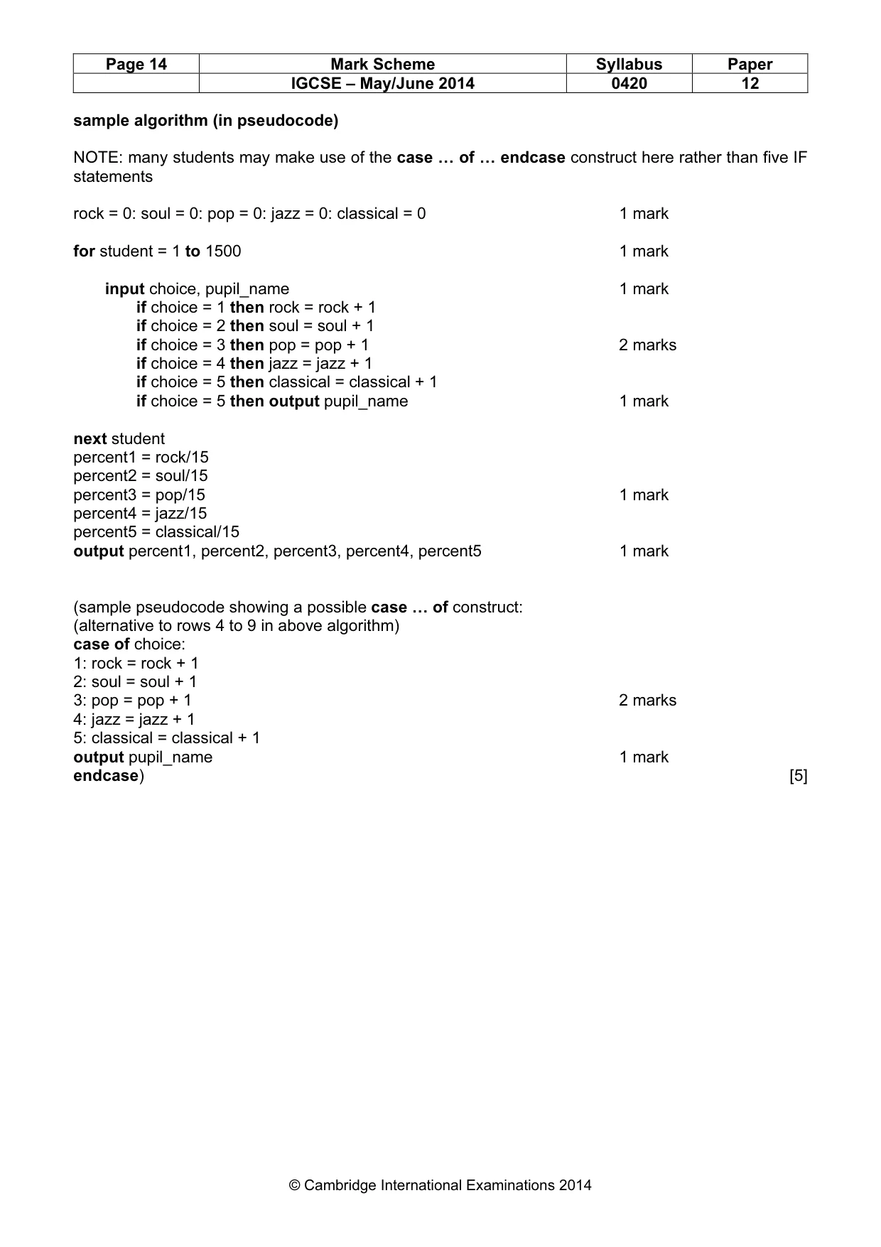 Mark scheme, page 14 of 14