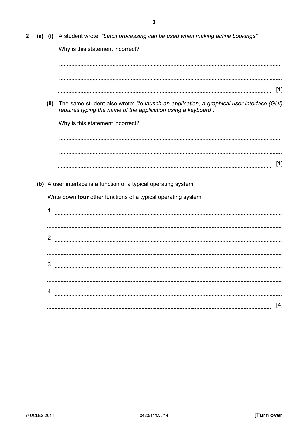 Cambridge IGCSE Computer Studies 0420 2014 May/June Paper 1 · Variant 1 question paper, page 3 of 20