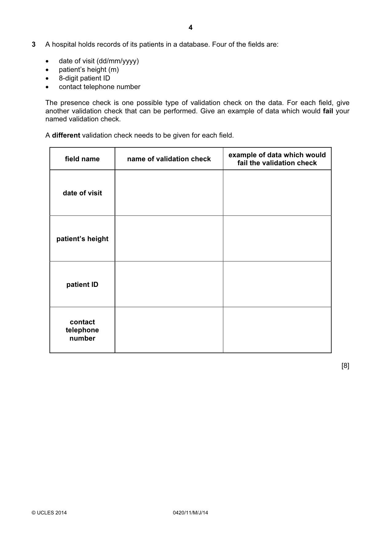 Cambridge IGCSE Computer Studies 0420 2014 May/June Paper 1 · Variant 1 question paper, page 4 of 20