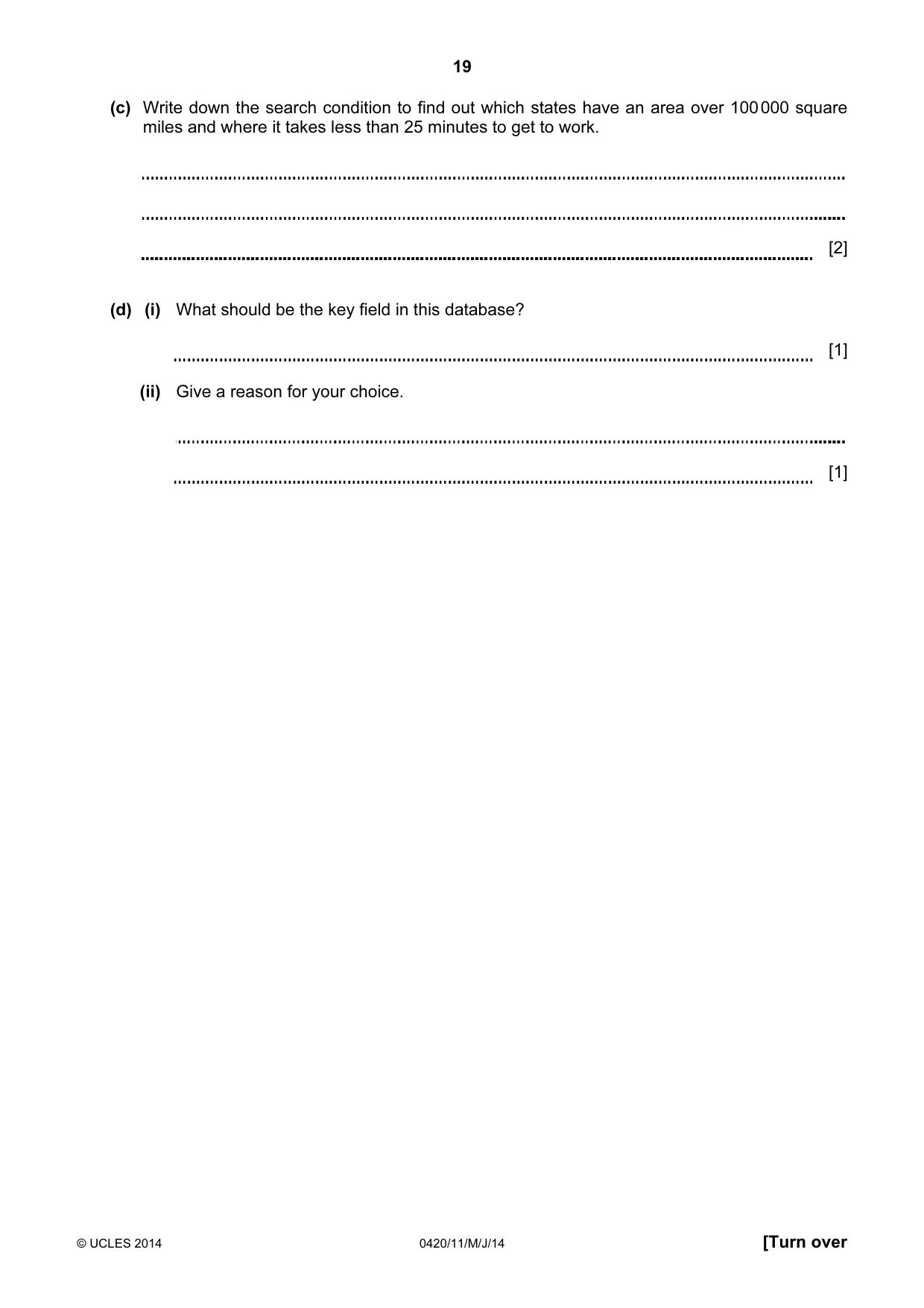 Cambridge IGCSE Computer Studies 0420 2014 May/June Paper 1 · Variant 1 question paper, page 19 of 20