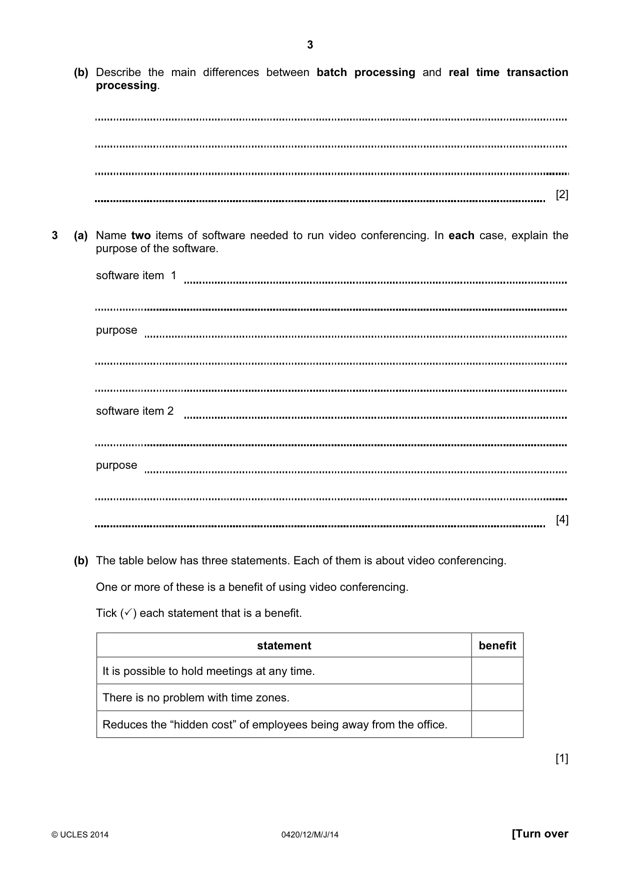 Cambridge IGCSE Computer Studies 0420 2014 May/June Paper 1 · Variant 2 question paper, page 3 of 24