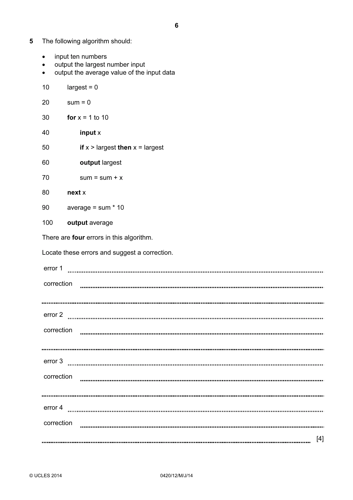Cambridge IGCSE Computer Studies 0420 2014 May/June Paper 1 · Variant 2 question paper, page 6 of 24