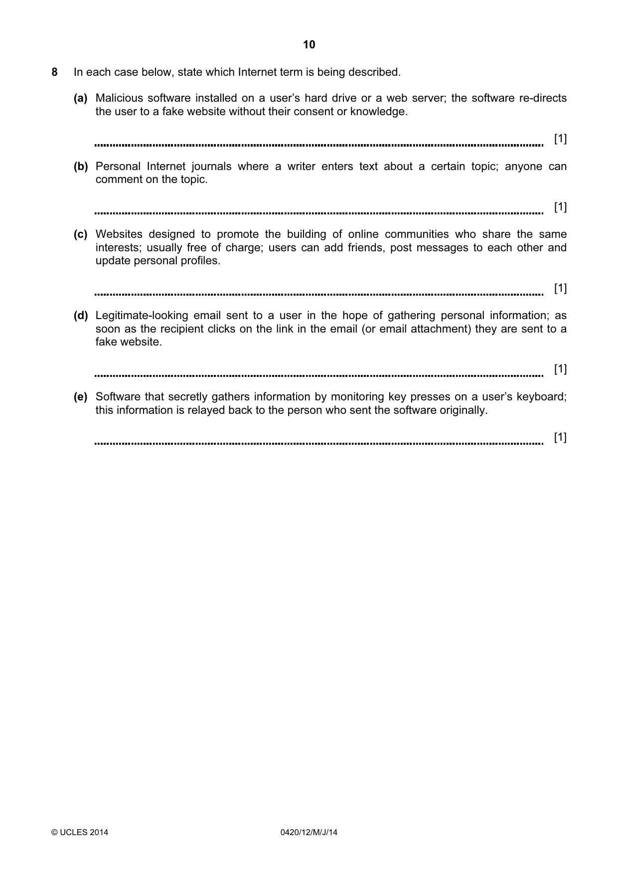 Cambridge IGCSE Computer Studies 0420 2014 May/June Paper 1 · Variant 2 question paper, page 10 of 24
