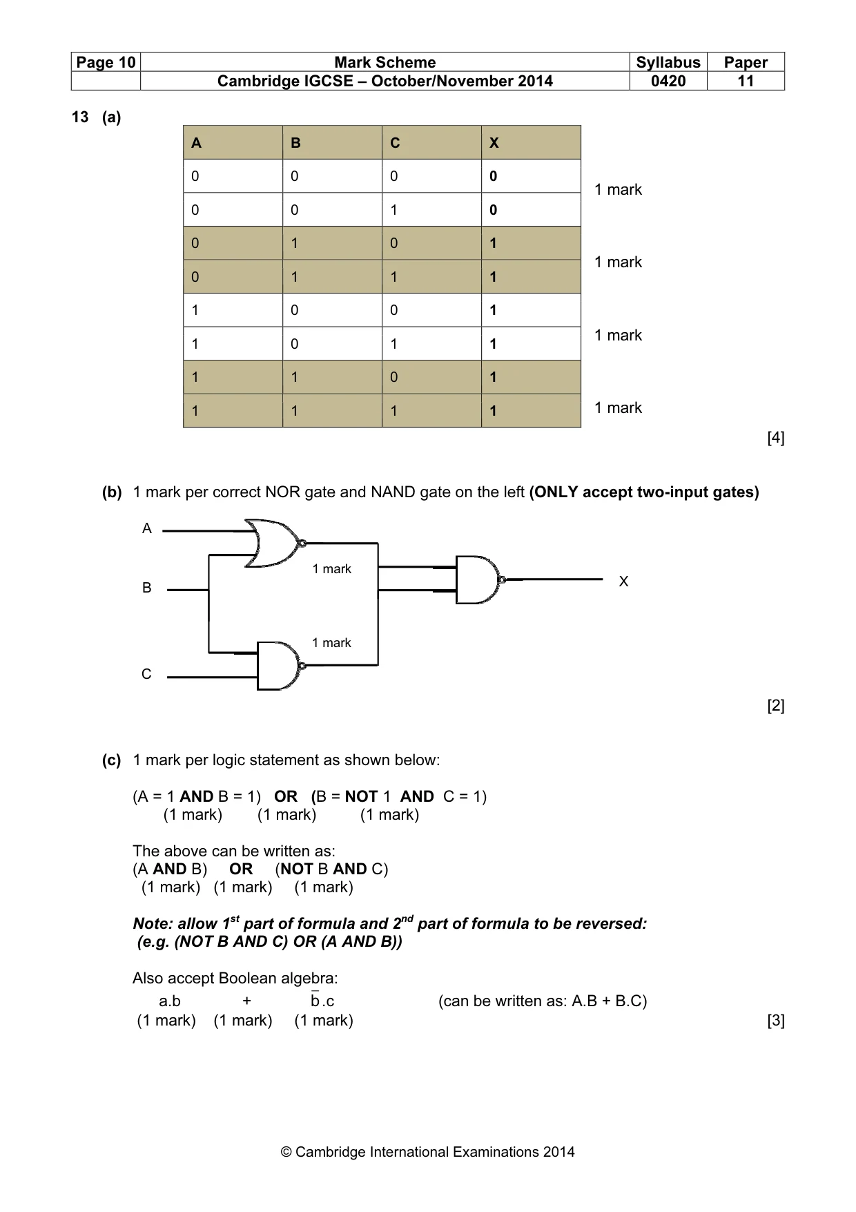 Mark scheme, page 10 of 12