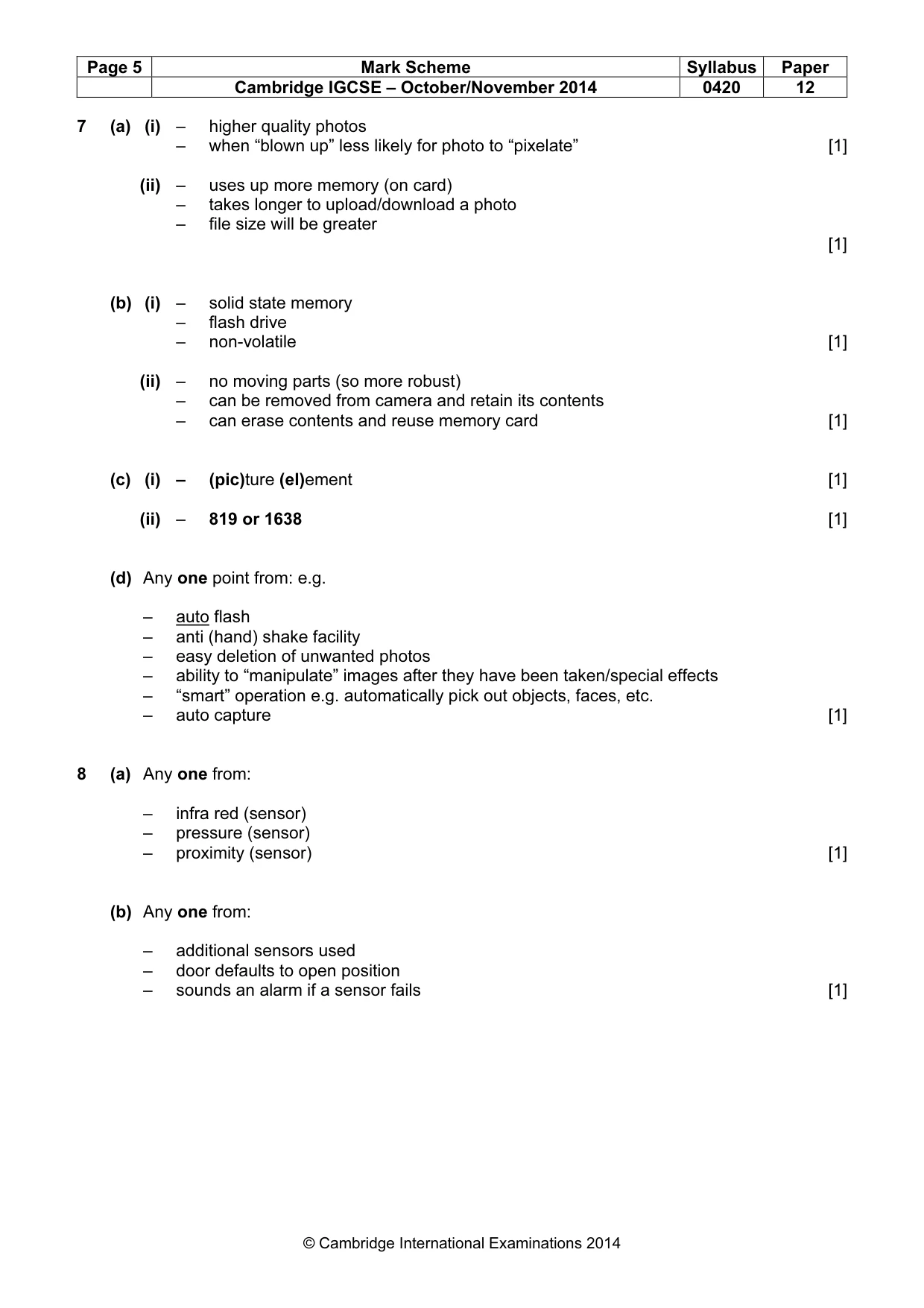 Mark scheme, page 5 of 12