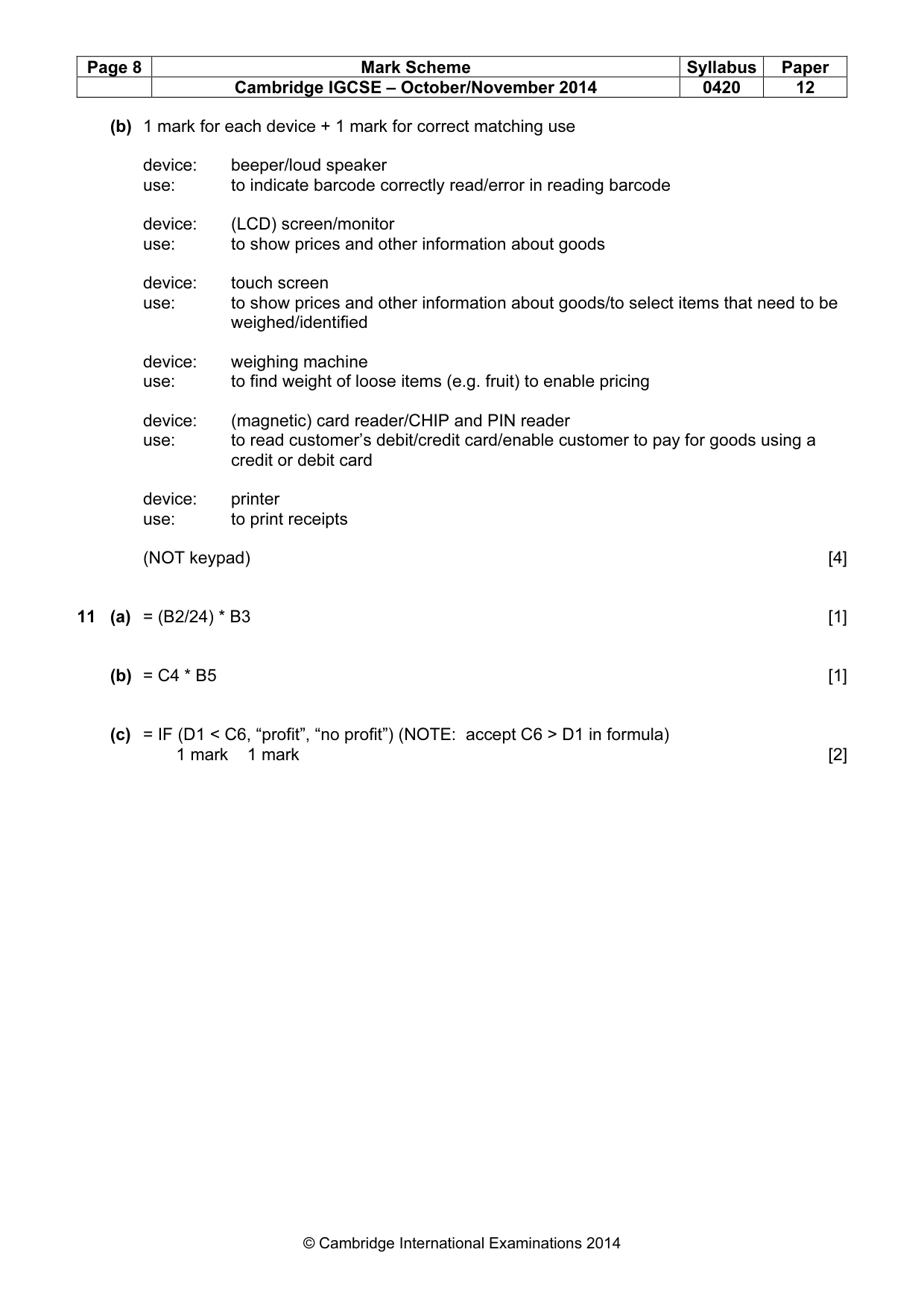 Mark scheme, page 8 of 12