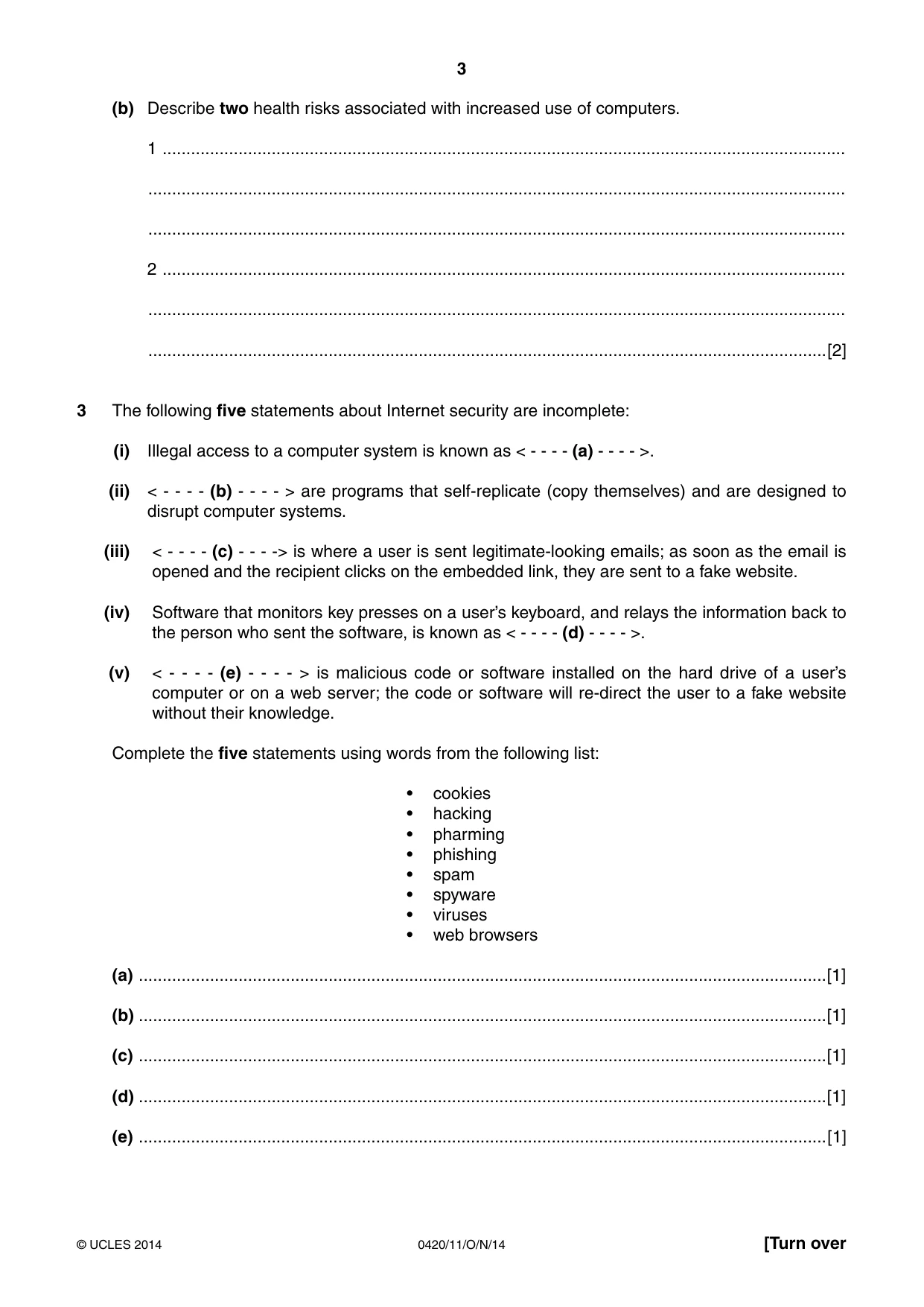 Cambridge IGCSE Computer Studies 0420 2014 Oct/Nov Paper 1 · Variant 1 question paper, page 3 of 24