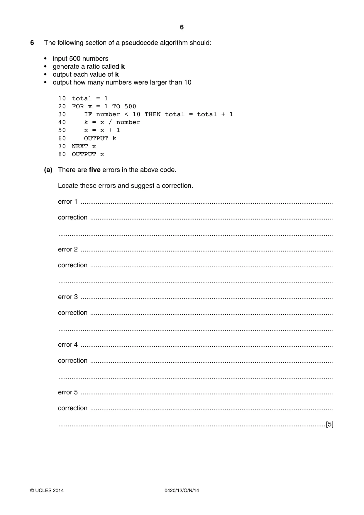 Cambridge IGCSE Computer Studies 0420 2014 Oct/Nov Paper 1 · Variant 2 question paper, page 6 of 24