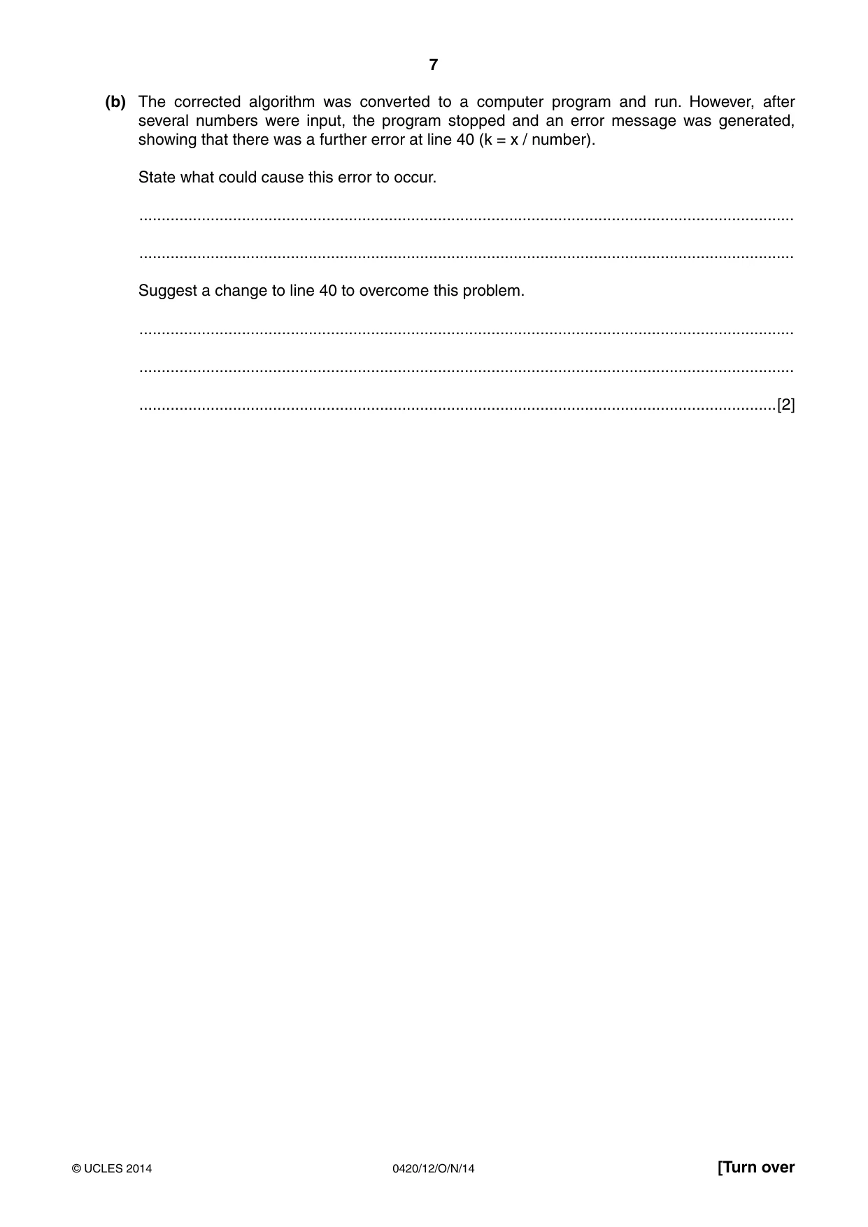Cambridge IGCSE Computer Studies 0420 2014 Oct/Nov Paper 1 · Variant 2 question paper, page 7 of 24