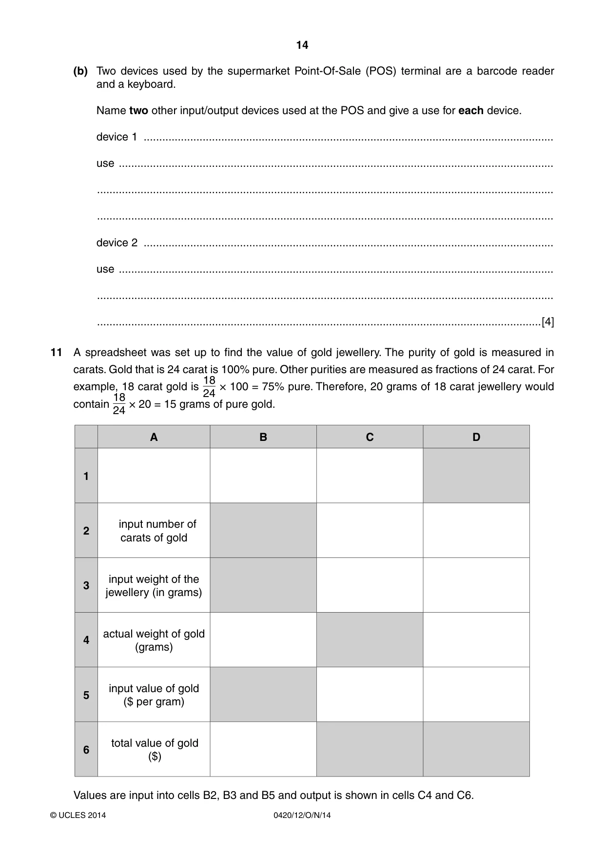 Cambridge IGCSE Computer Studies 0420 2014 Oct/Nov Paper 1 · Variant 2 question paper, page 14 of 24