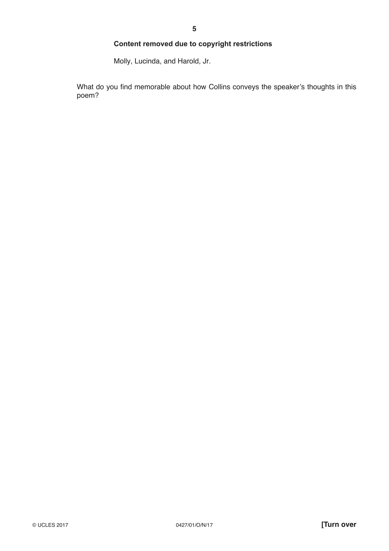 Cambridge IGCSE English - Literature (BES) 0427 2017 Oct/Nov Paper 1 · Variant 0 question paper, page 5 of 20