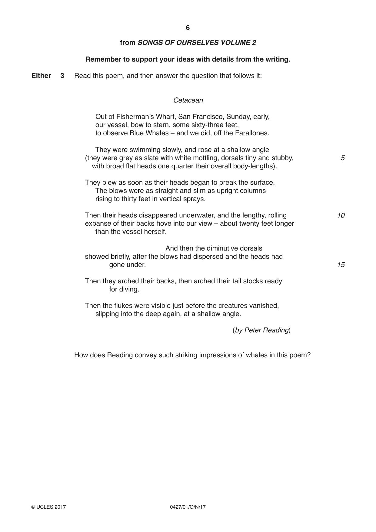 Cambridge IGCSE English - Literature (BES) 0427 2017 Oct/Nov Paper 1 · Variant 0 question paper, page 6 of 20