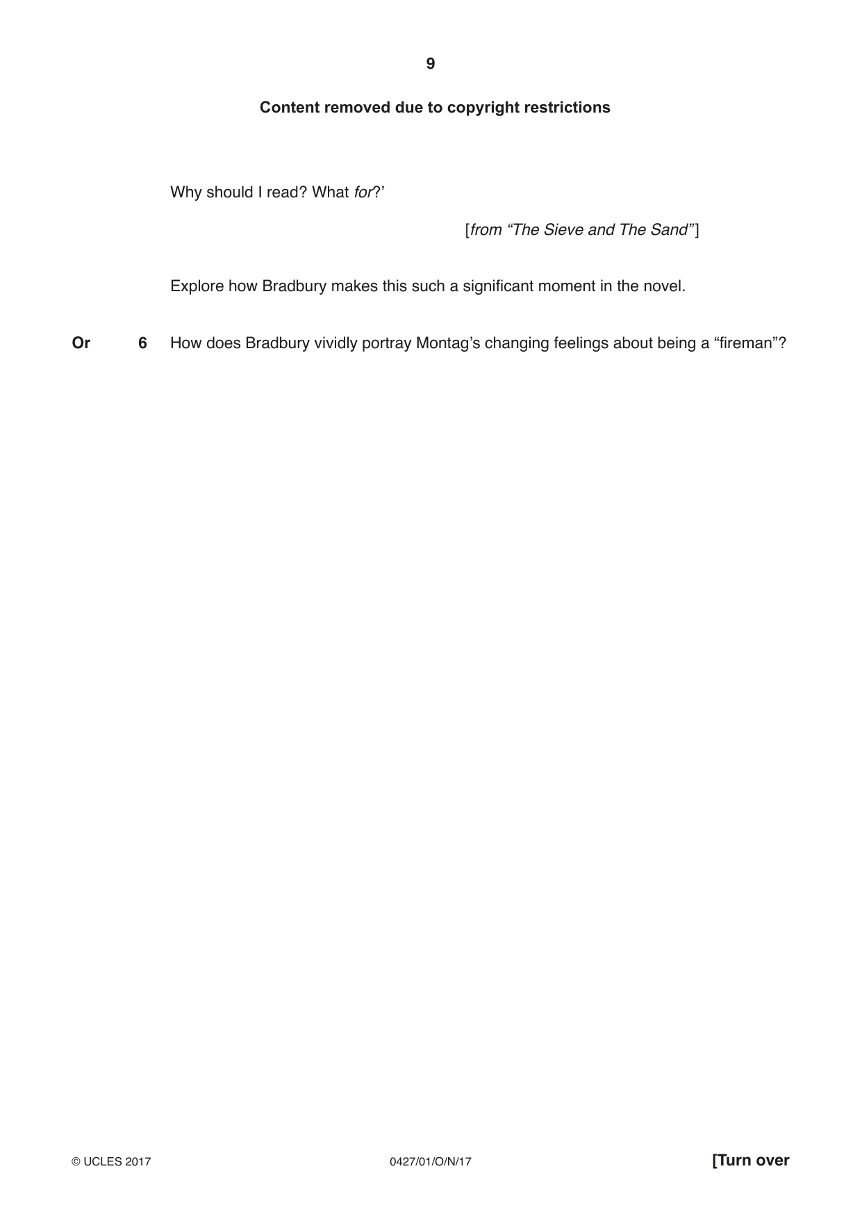 Cambridge IGCSE English - Literature (BES) 0427 2017 Oct/Nov Paper 1 · Variant 0 question paper, page 9 of 20