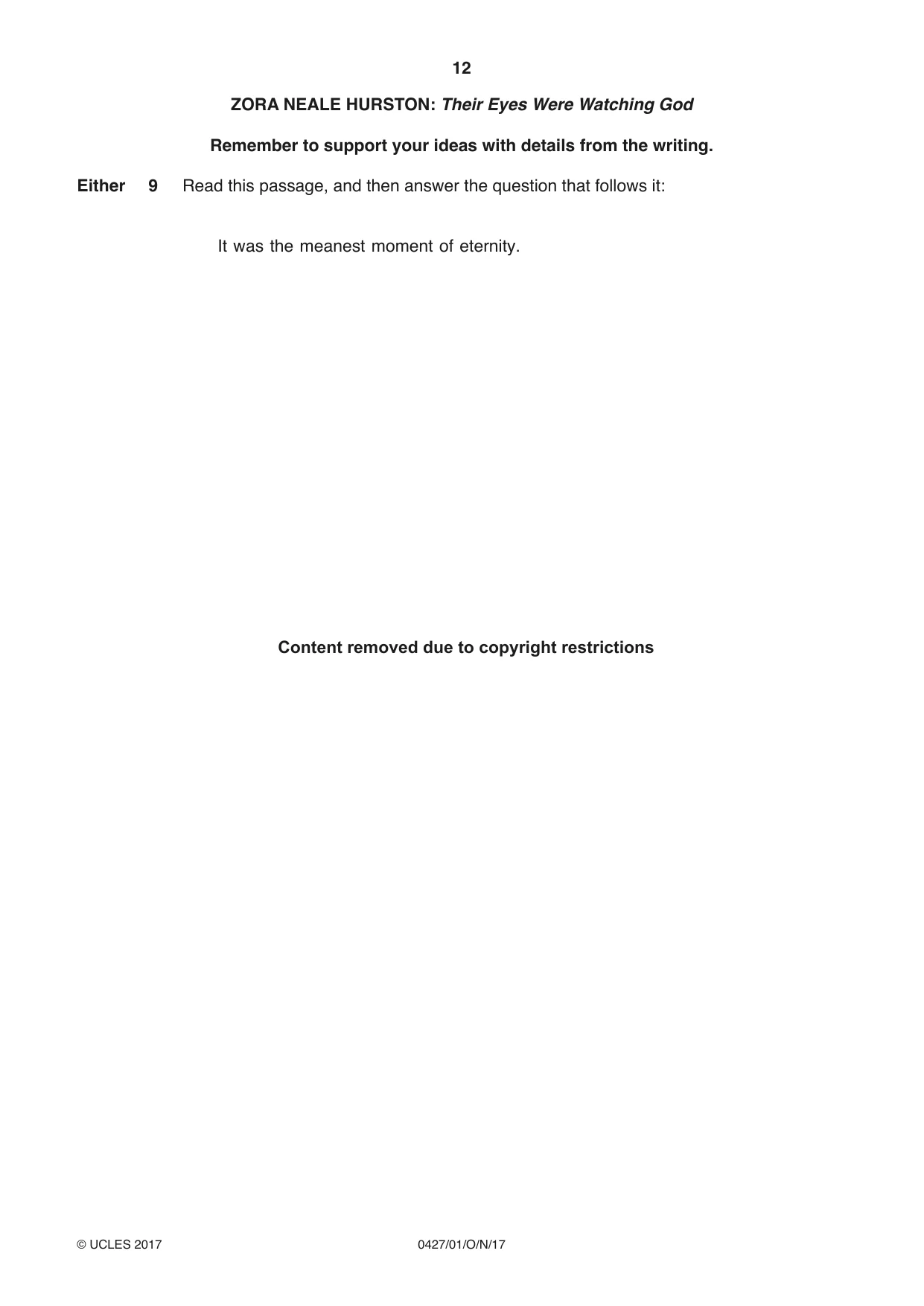 Cambridge IGCSE English - Literature (BES) 0427 2017 Oct/Nov Paper 1 · Variant 0 question paper, page 12 of 20