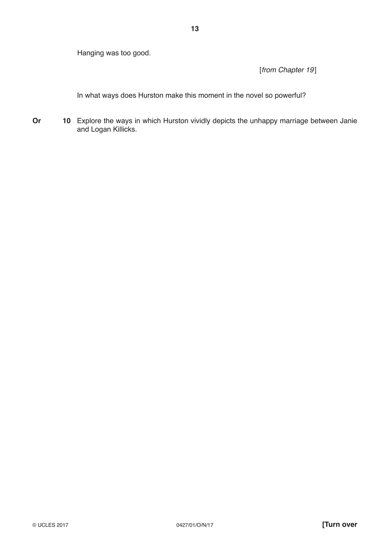 Cambridge IGCSE English - Literature (BES) 0427 2017 Oct/Nov Paper 1 · Variant 0 question paper, page 13 of 20