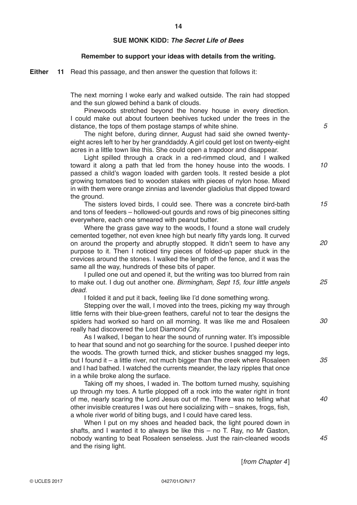 Cambridge IGCSE English - Literature (BES) 0427 2017 Oct/Nov Paper 1 · Variant 0 question paper, page 14 of 20
