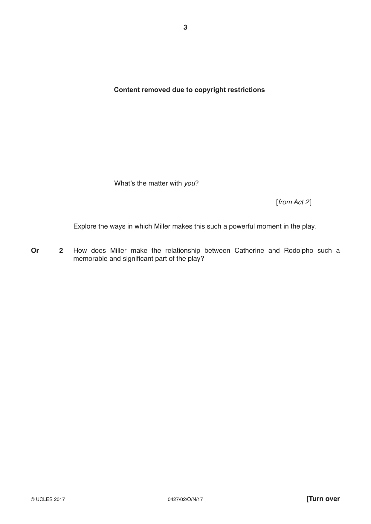 Cambridge IGCSE English - Literature (BES) 0427 2017 Oct/Nov Paper 2 · Variant 0 question paper, page 3 of 8