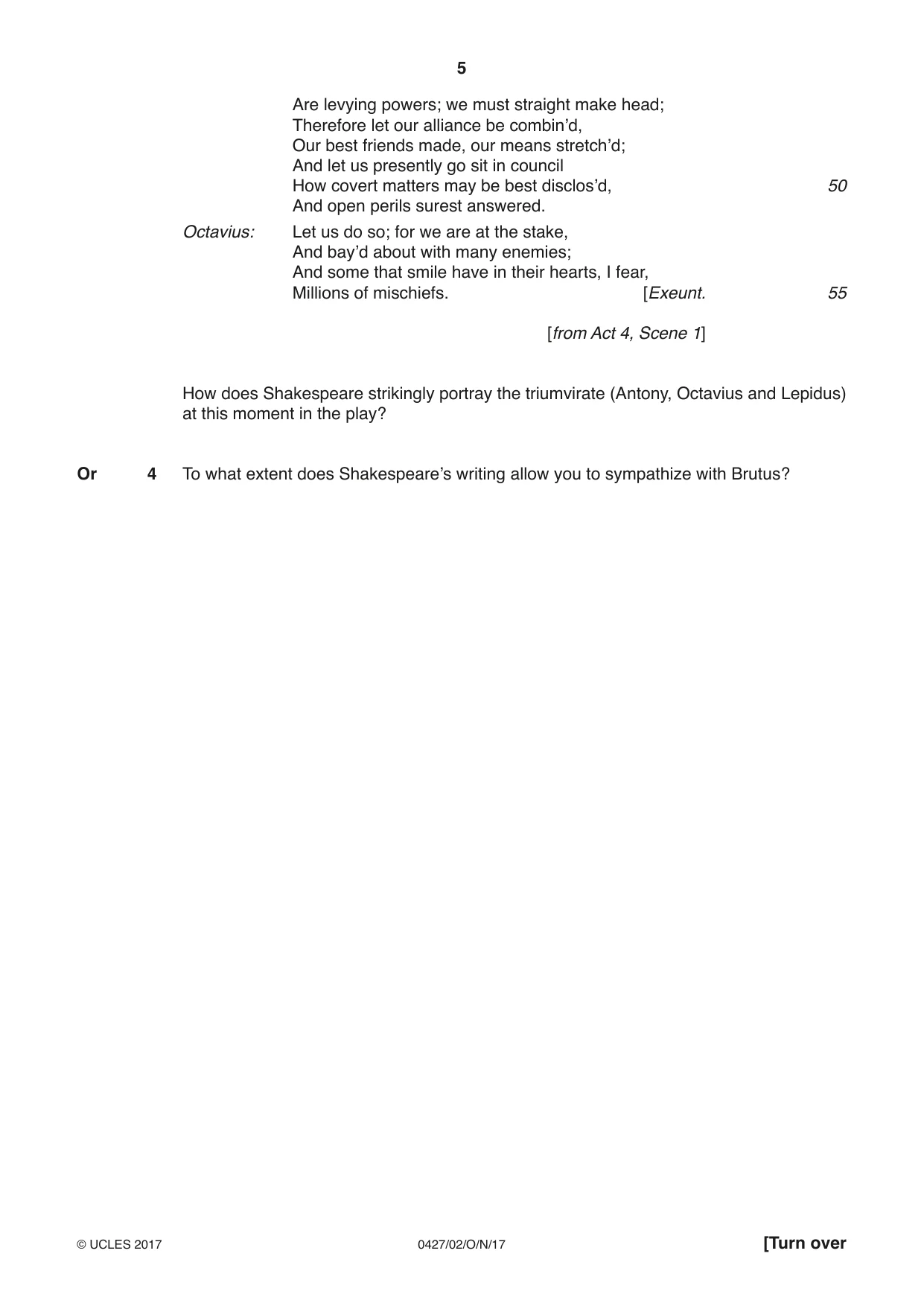 Cambridge IGCSE English - Literature (BES) 0427 2017 Oct/Nov Paper 2 · Variant 0 question paper, page 5 of 8