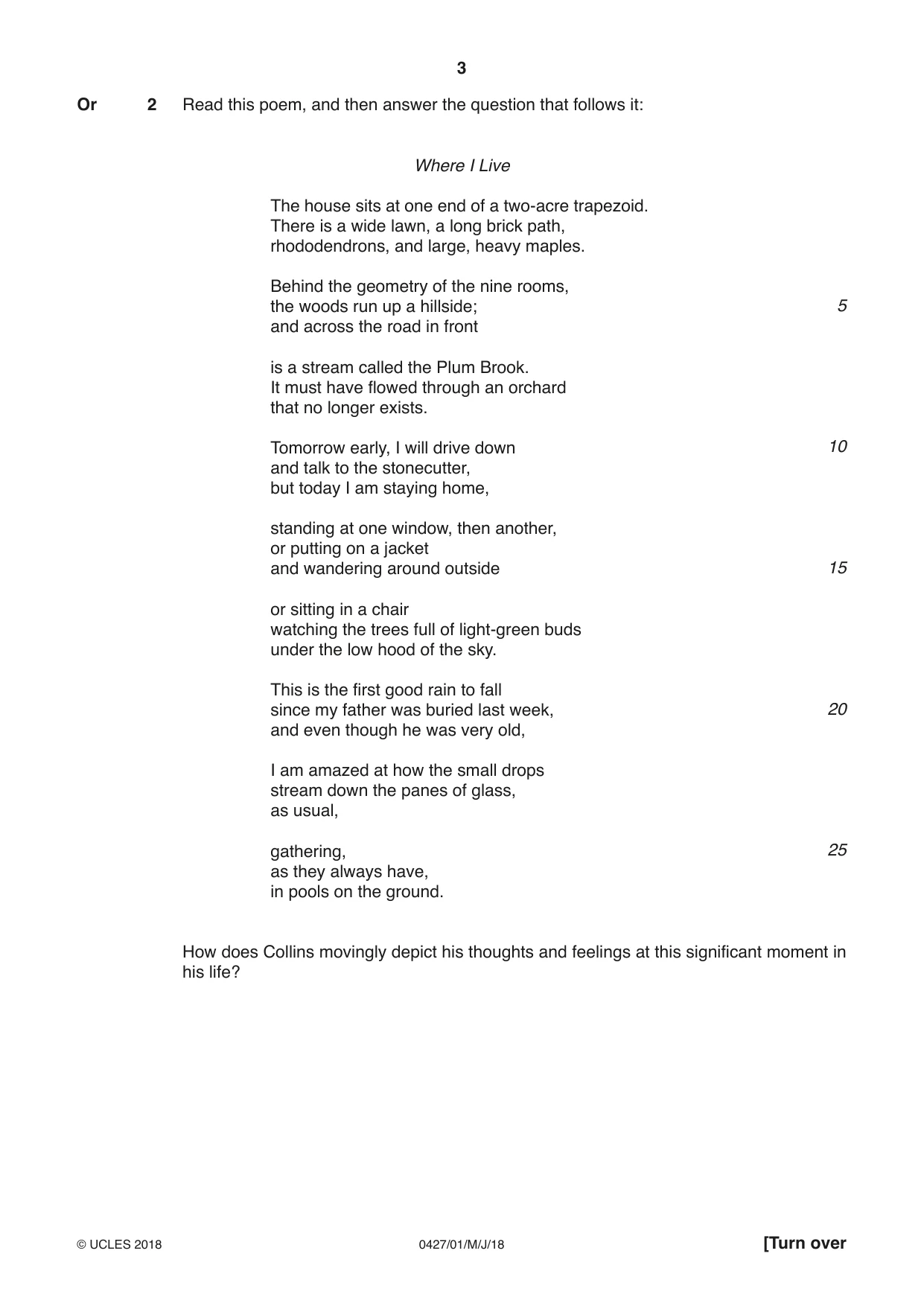 Cambridge IGCSE English - Literature (BES) 0427 2018 May/June Paper 1 · Variant 0 question paper, page 3 of 16