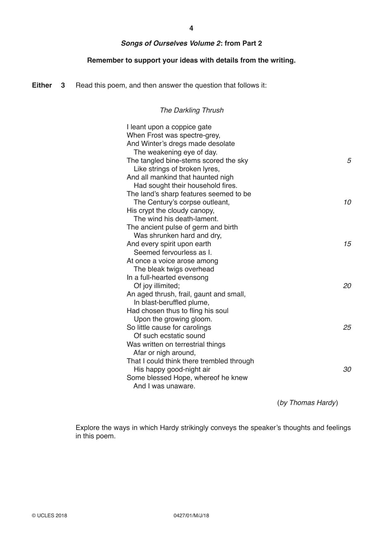 Cambridge IGCSE English - Literature (BES) 0427 2018 May/June Paper 1 · Variant 0 question paper, page 4 of 16