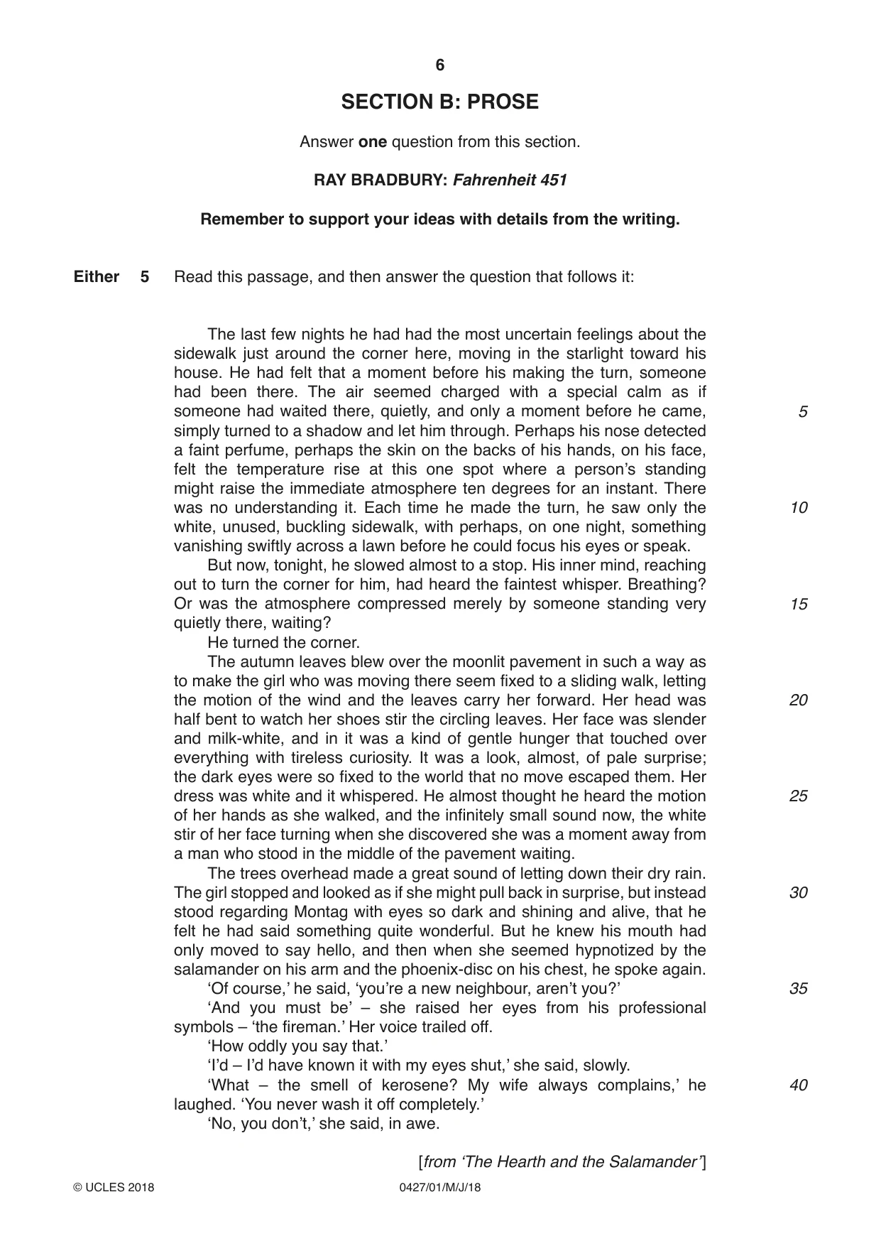 Cambridge IGCSE English - Literature (BES) 0427 2018 May/June Paper 1 · Variant 0 question paper, page 6 of 16