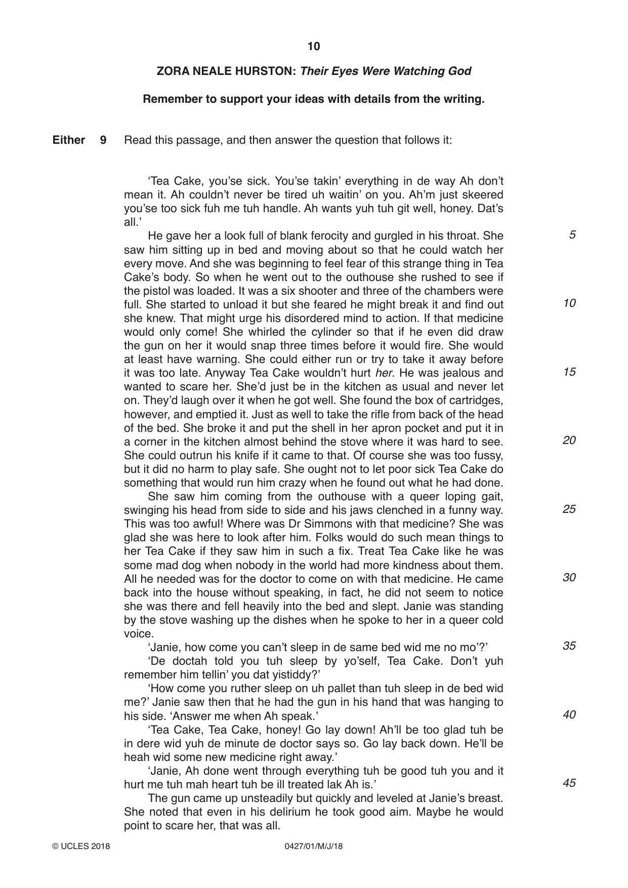Cambridge IGCSE English - Literature (BES) 0427 2018 May/June Paper 1 · Variant 0 question paper, page 10 of 16
