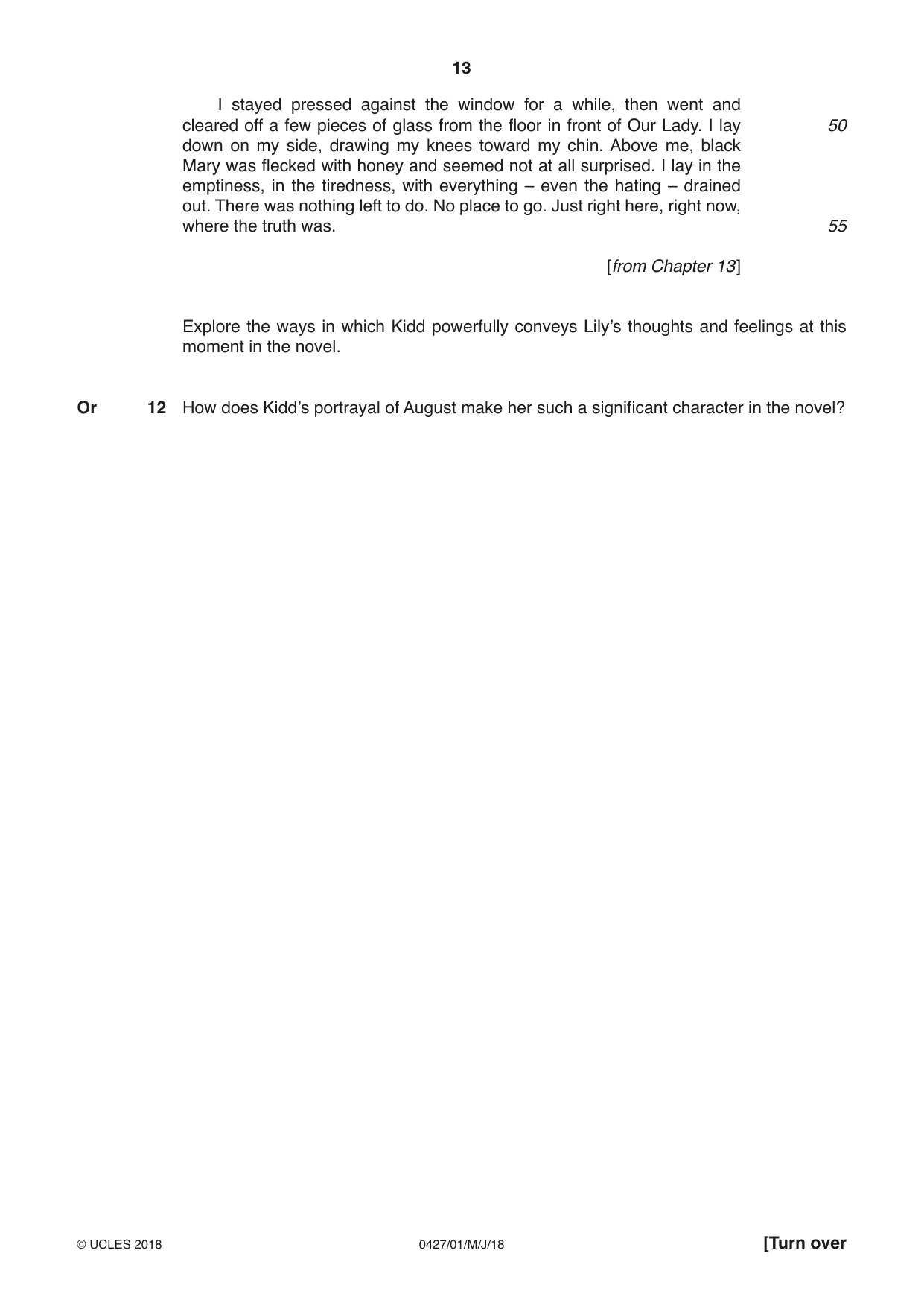 Cambridge IGCSE English - Literature (BES) 0427 2018 May/June Paper 1 · Variant 0 question paper, page 13 of 16