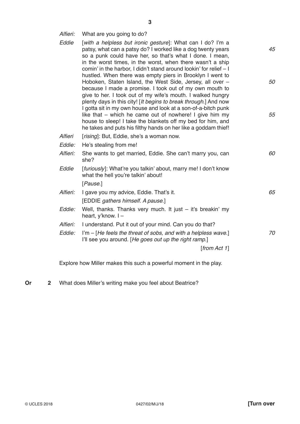 Cambridge IGCSE English - Literature (BES) 0427 2018 May/June Paper 2 · Variant 0 question paper, page 3 of 8