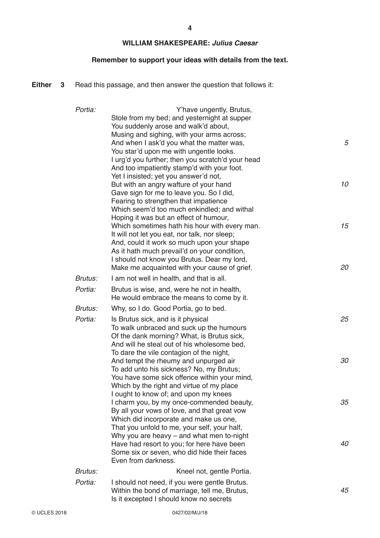 Cambridge IGCSE English - Literature (BES) 0427 2018 May/June Paper 2 · Variant 0 question paper, page 4 of 8