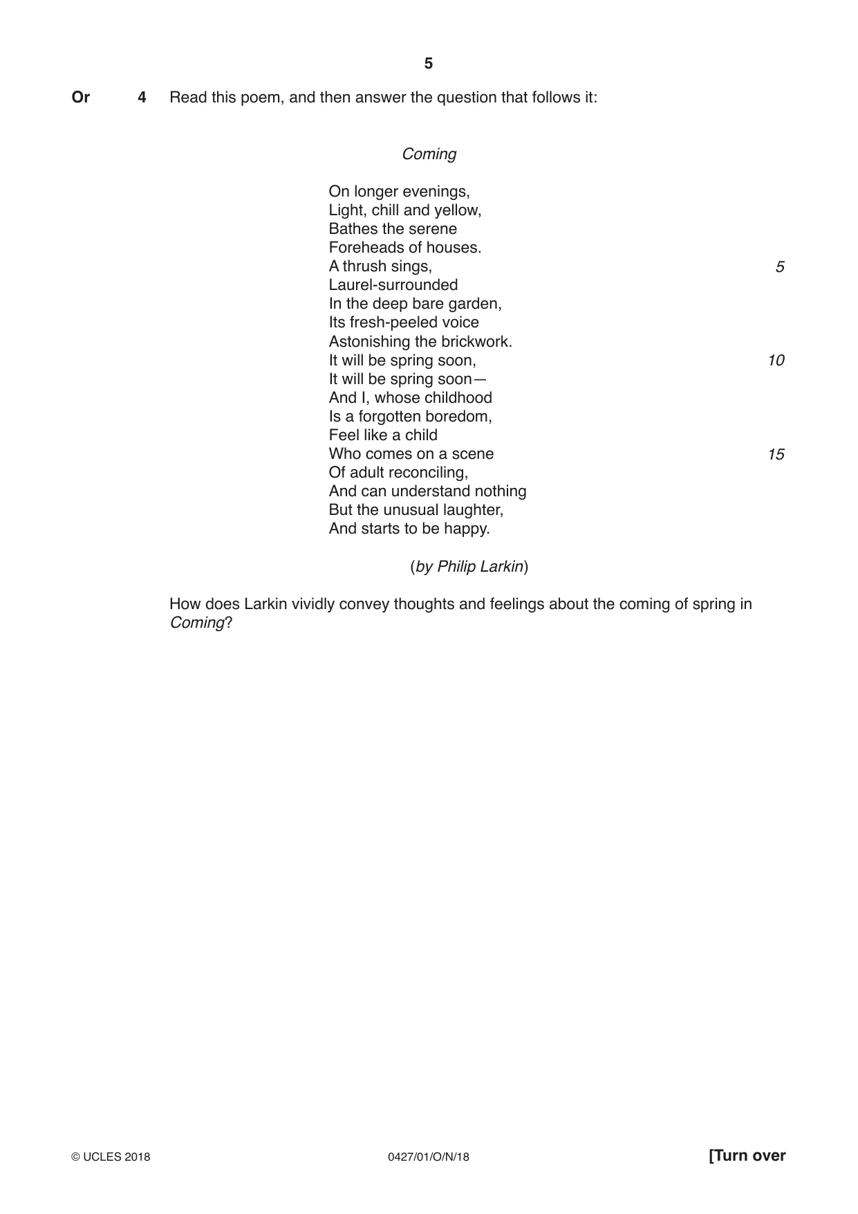 Cambridge IGCSE English - Literature (BES) 0427 2018 Oct/Nov Paper 1 · Variant 0 question paper, page 5 of 16