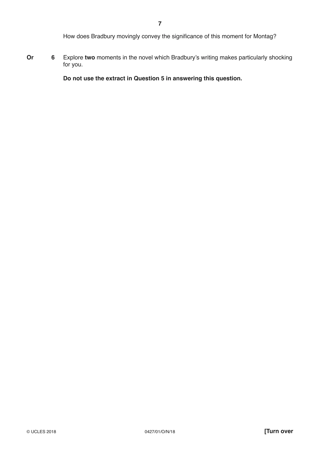 Cambridge IGCSE English - Literature (BES) 0427 2018 Oct/Nov Paper 1 · Variant 0 question paper, page 7 of 16