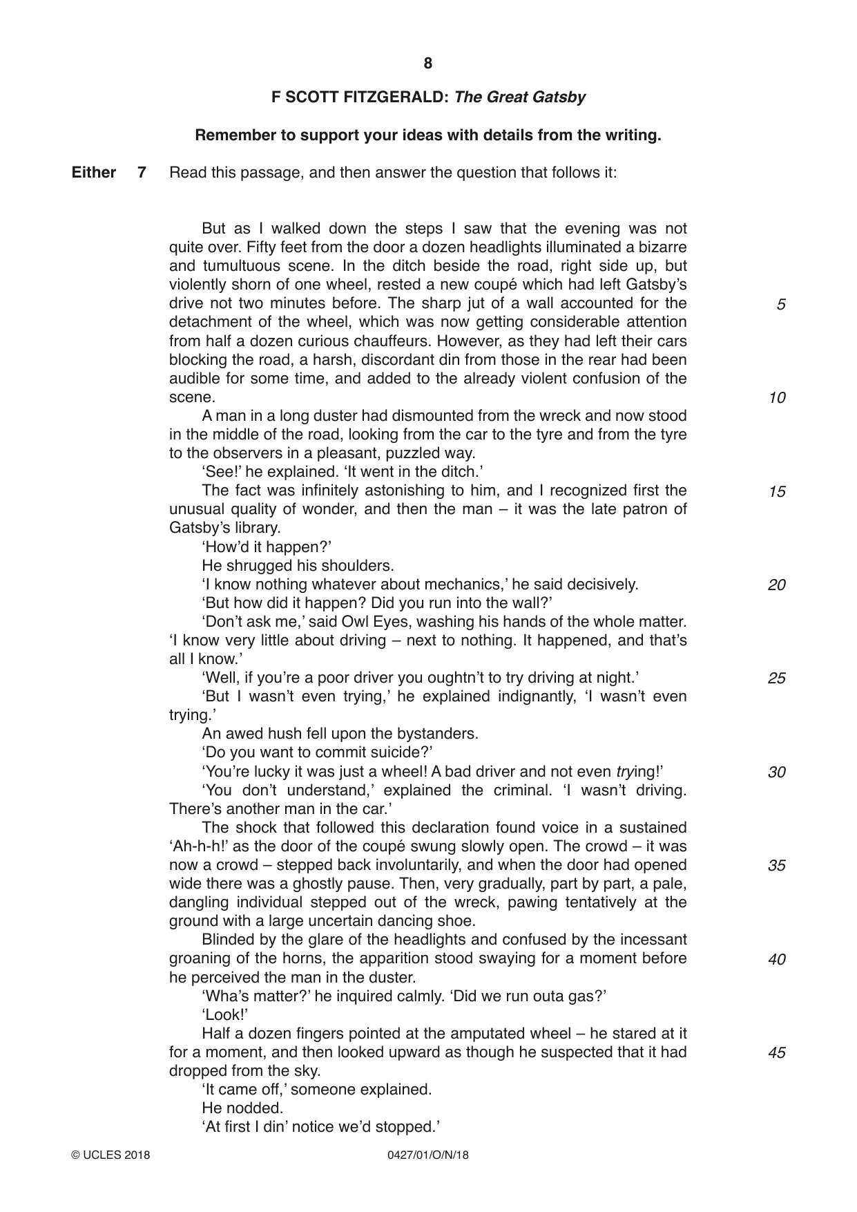 Cambridge IGCSE English - Literature (BES) 0427 2018 Oct/Nov Paper 1 · Variant 0 question paper, page 8 of 16