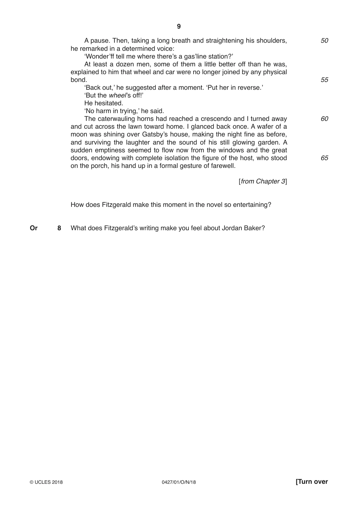Cambridge IGCSE English - Literature (BES) 0427 2018 Oct/Nov Paper 1 · Variant 0 question paper, page 9 of 16