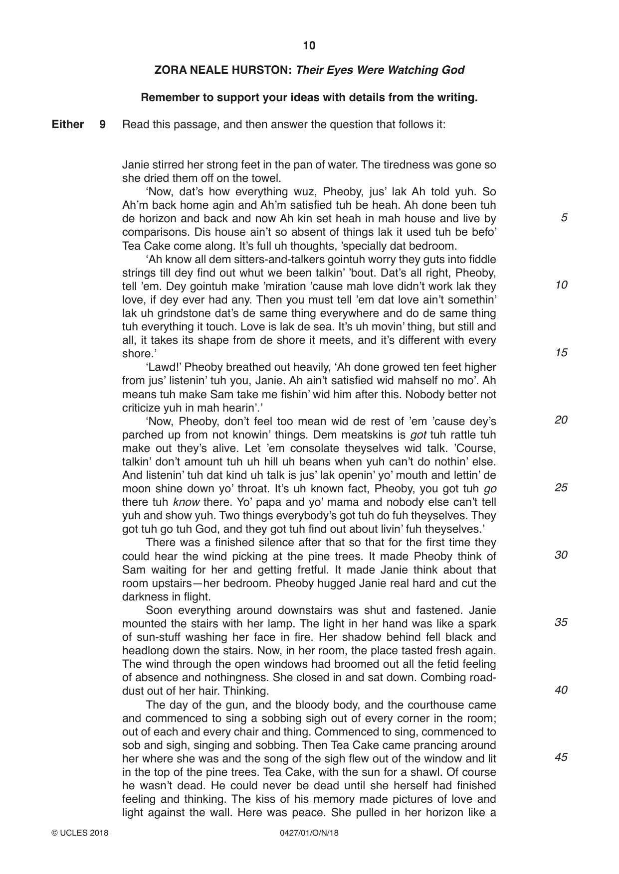 Cambridge IGCSE English - Literature (BES) 0427 2018 Oct/Nov Paper 1 · Variant 0 question paper, page 10 of 16