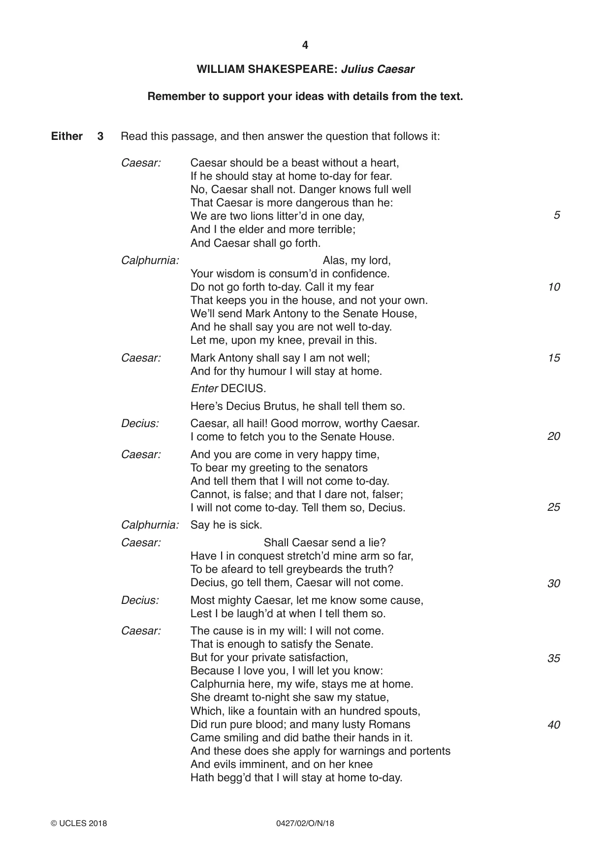 Cambridge IGCSE English - Literature (BES) 0427 2018 Oct/Nov Paper 2 · Variant 0 question paper, page 4 of 8
