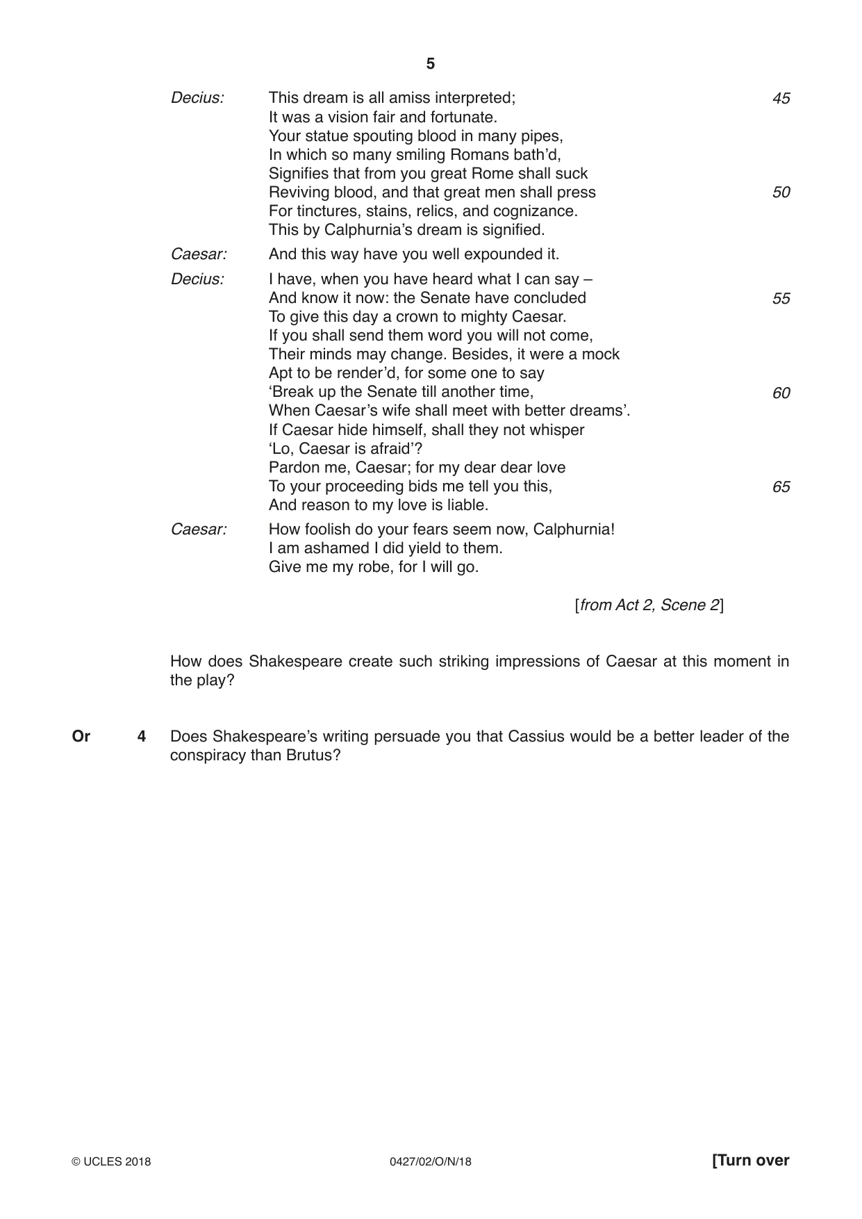 Cambridge IGCSE English - Literature (BES) 0427 2018 Oct/Nov Paper 2 · Variant 0 question paper, page 5 of 8