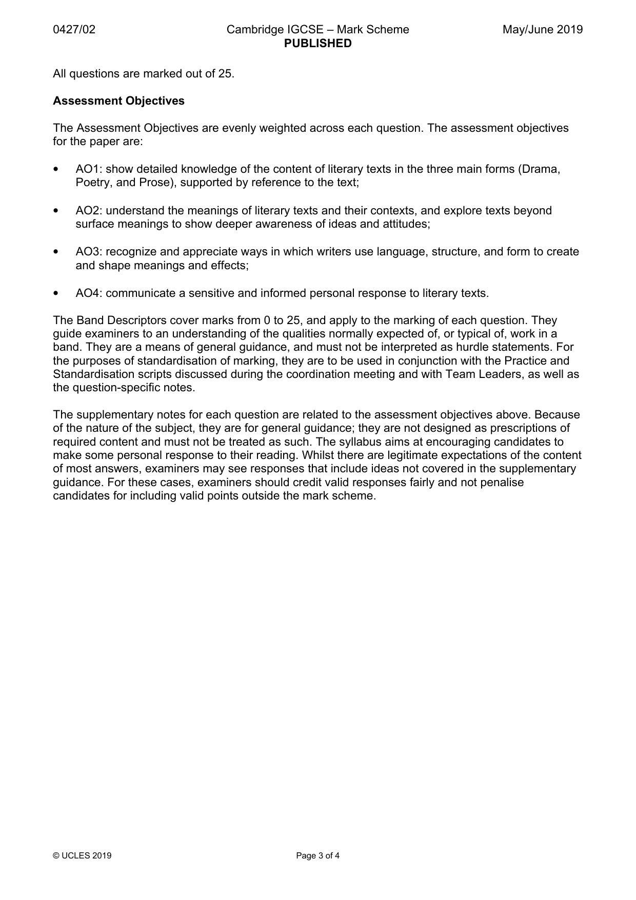 Mark scheme, page 3 of 4