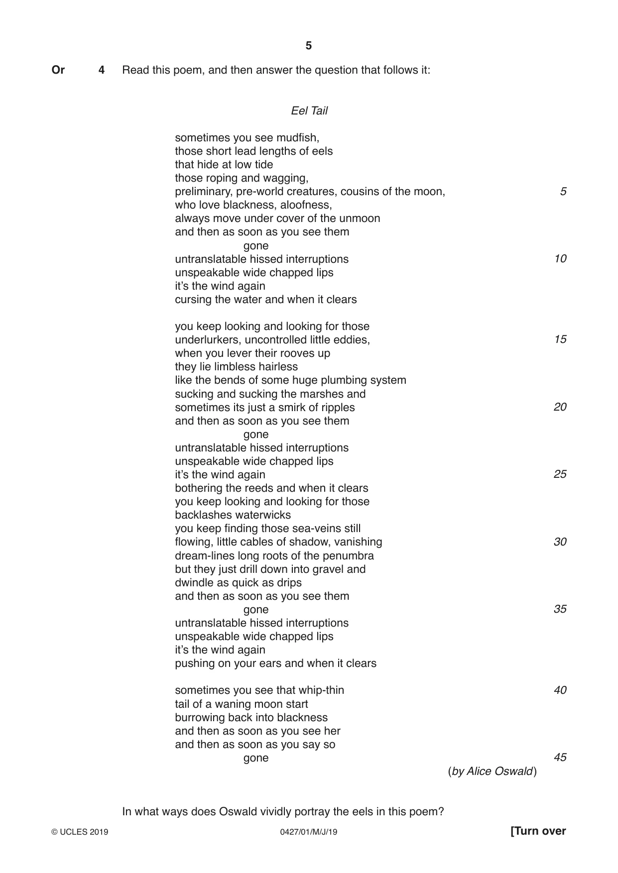 Cambridge IGCSE English - Literature (BES) 0427 2019 May/June Paper 1 · Variant 1 question paper, page 5 of 16