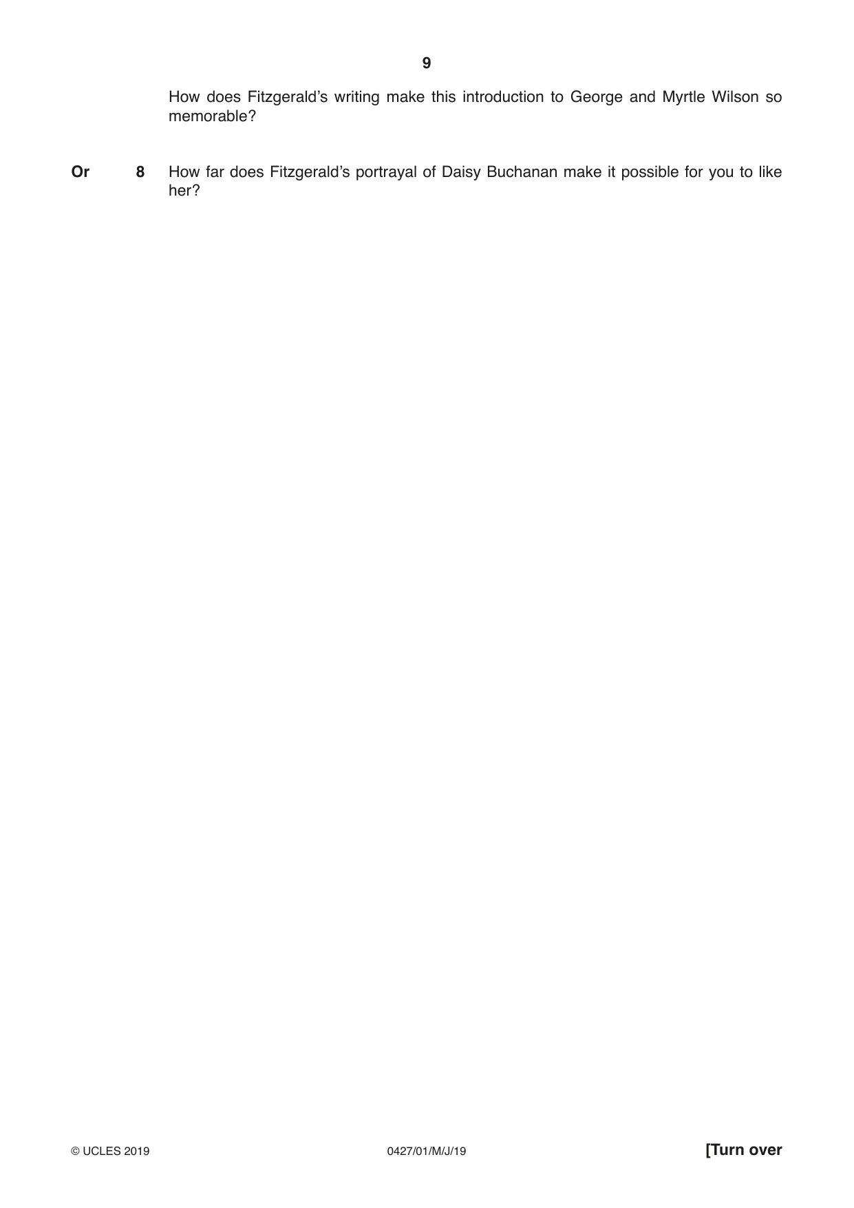 Cambridge IGCSE English - Literature (BES) 0427 2019 May/June Paper 1 · Variant 1 question paper, page 9 of 16