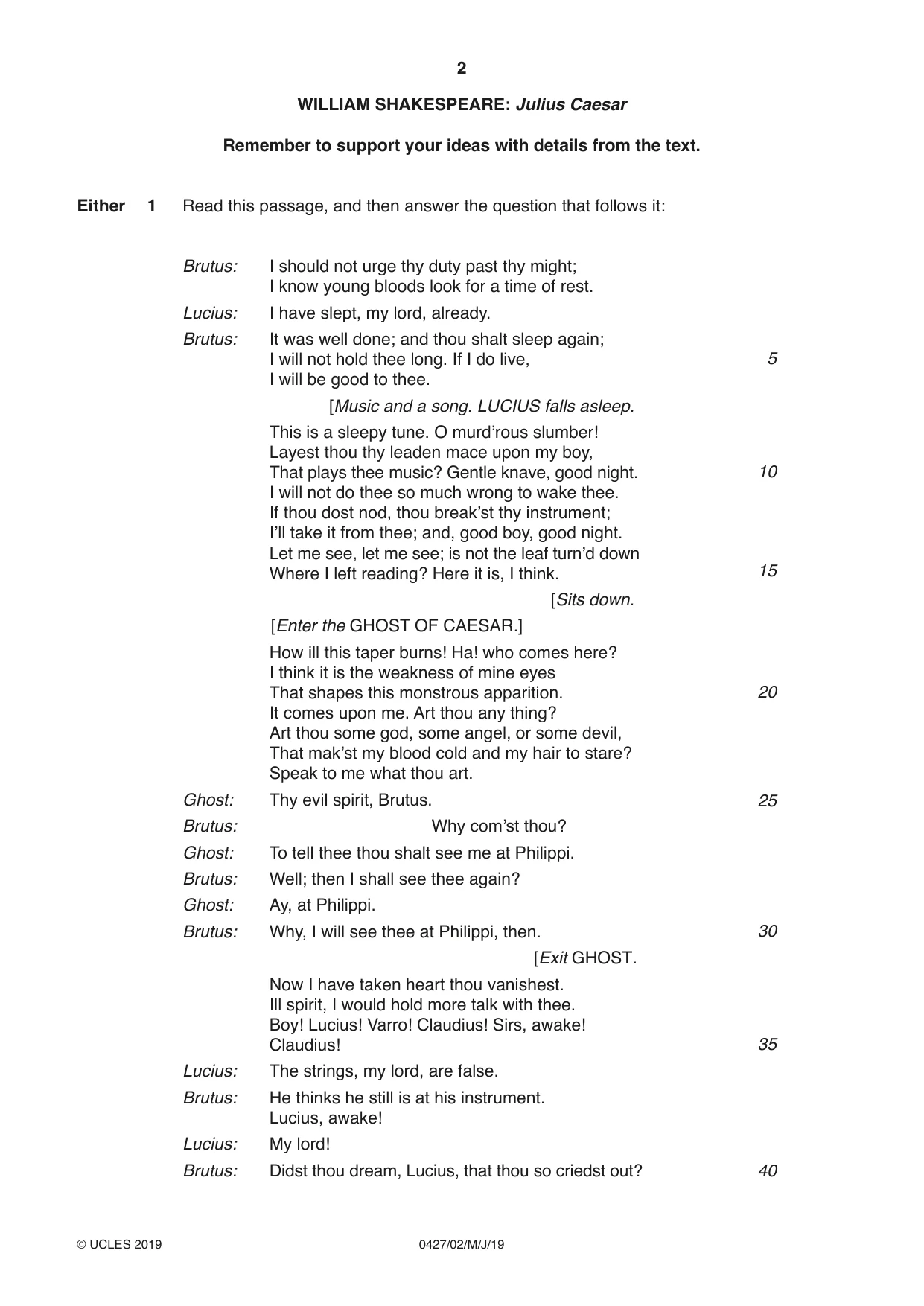 Cambridge IGCSE English - Literature (BES) 0427 2019 May/June Paper 2 · Variant 1 question paper, page 2 of 8