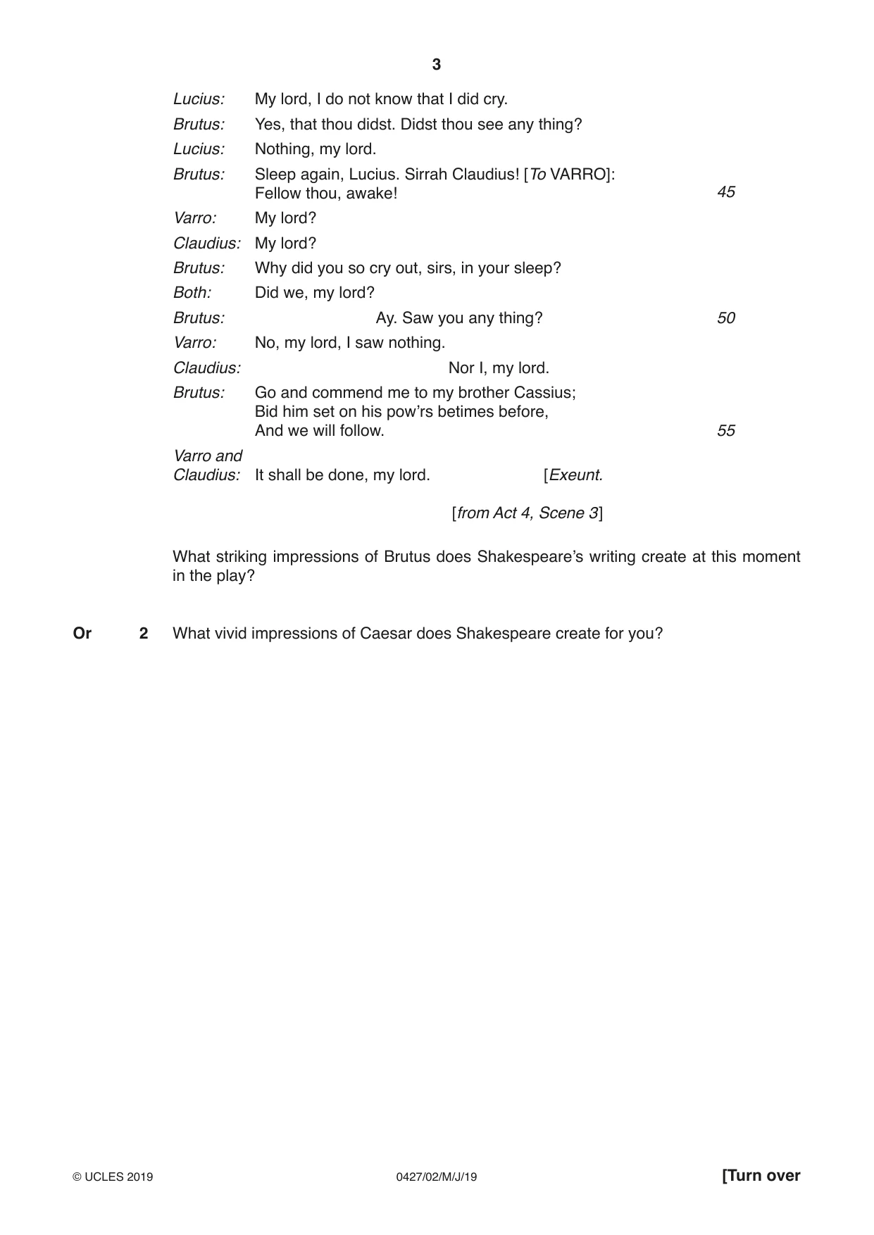 Cambridge IGCSE English - Literature (BES) 0427 2019 May/June Paper 2 · Variant 1 question paper, page 3 of 8