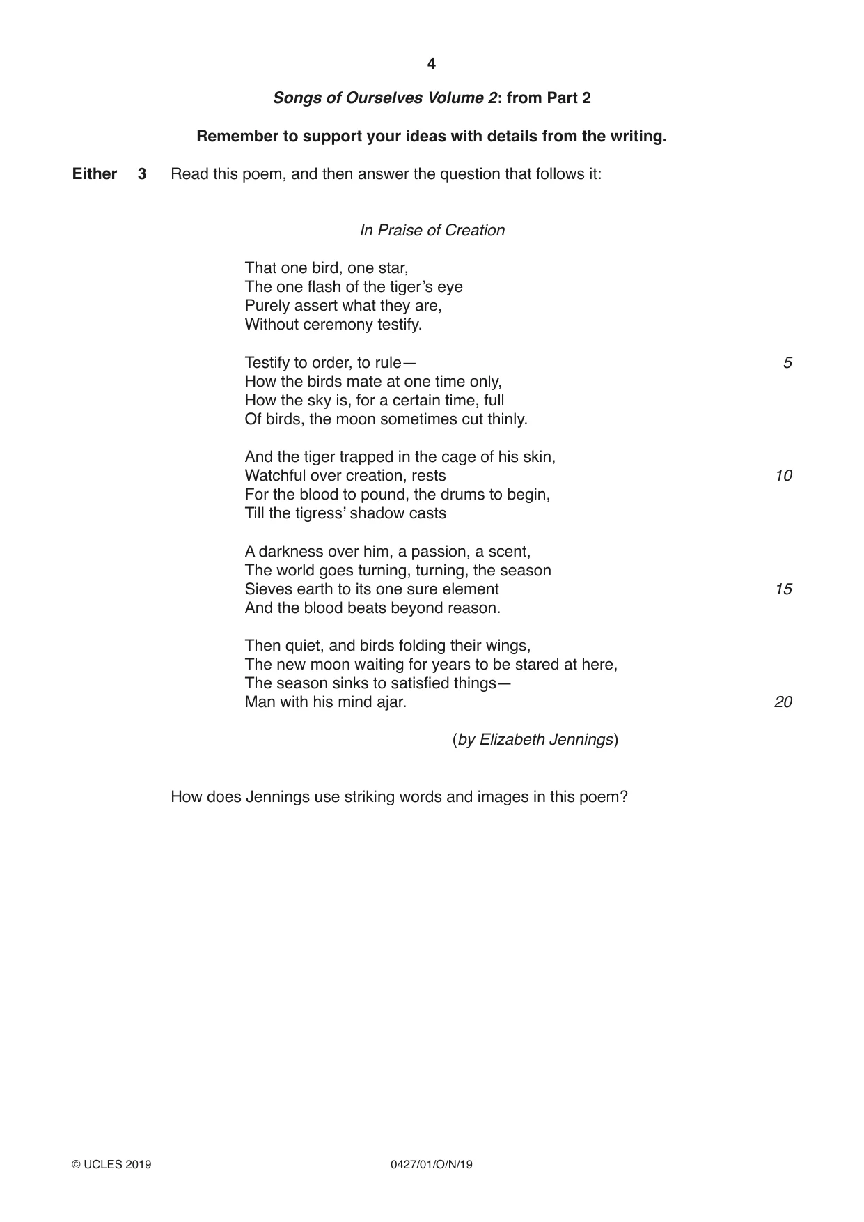 Cambridge IGCSE English - Literature (BES) 0427 2019 Oct/Nov Paper 1 · Variant 1 question paper, page 4 of 16