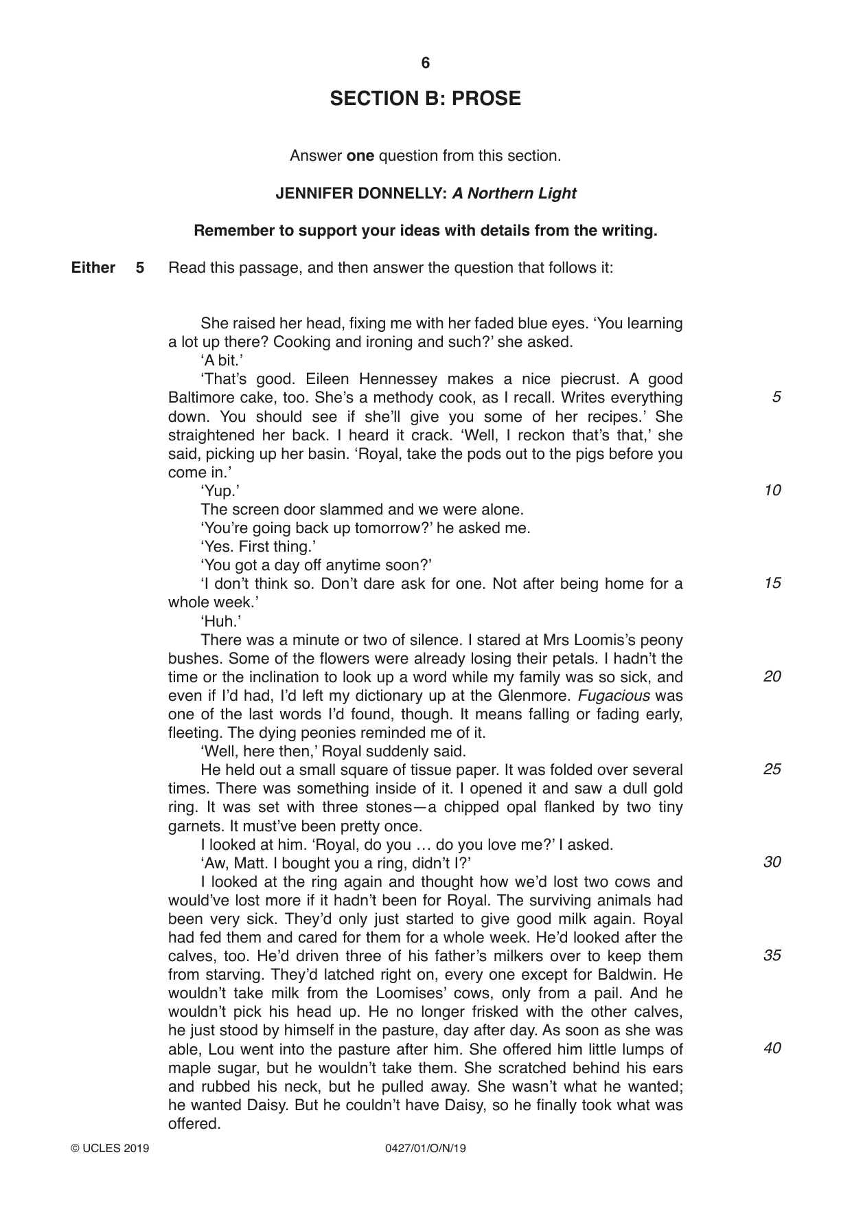Cambridge IGCSE English - Literature (BES) 0427 2019 Oct/Nov Paper 1 · Variant 1 question paper, page 6 of 16