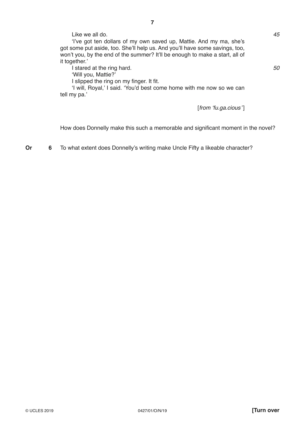 Cambridge IGCSE English - Literature (BES) 0427 2019 Oct/Nov Paper 1 · Variant 1 question paper, page 7 of 16