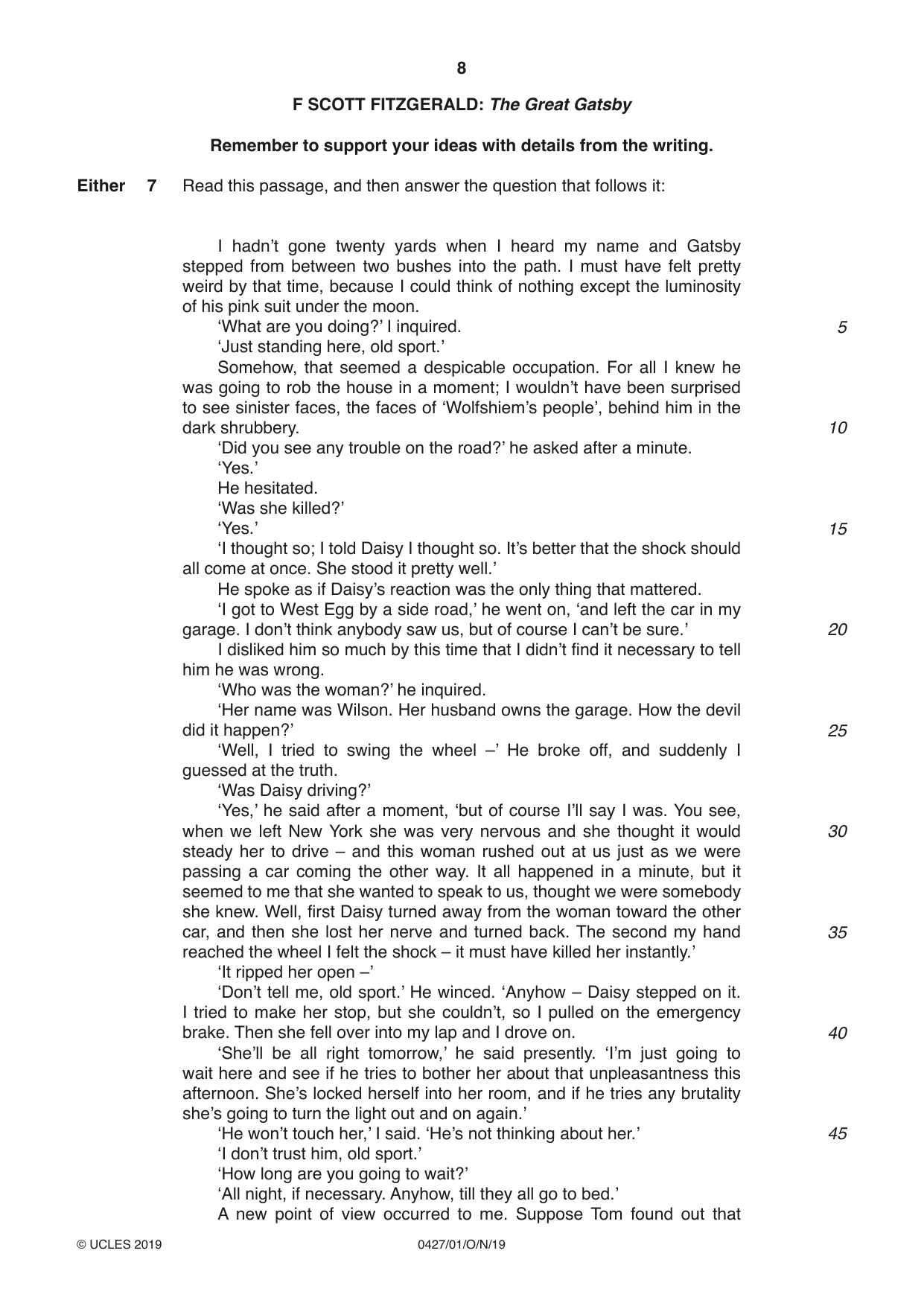 Cambridge IGCSE English - Literature (BES) 0427 2019 Oct/Nov Paper 1 · Variant 1 question paper, page 8 of 16